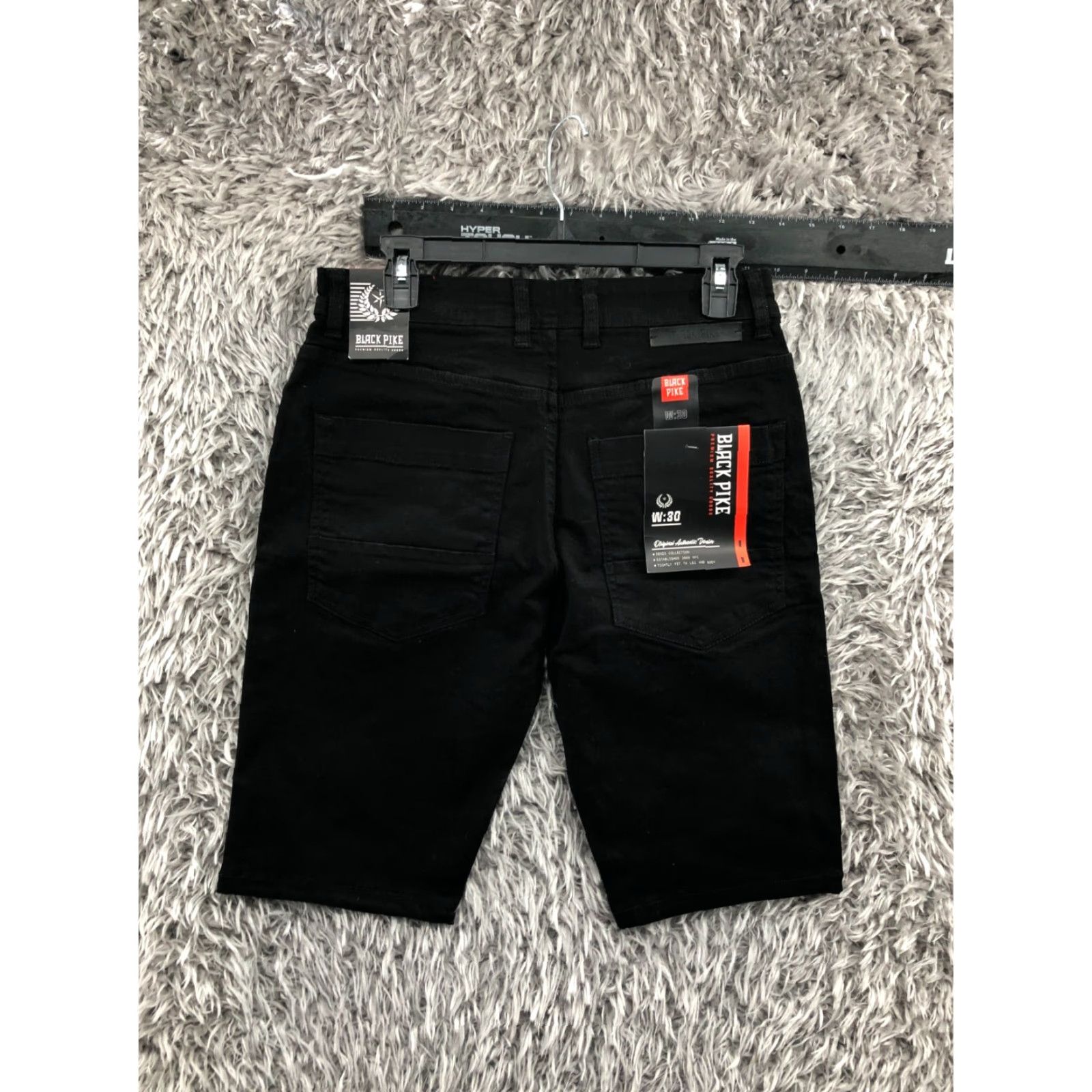 Vintage Black Pike Shorts Mens Size 30 Mid Rise Dark Wash Black Orange Bermuda 5-Pocket Denim Cotton Blend Regular Slim? No Distress Mens Size US 30 / EU 46 - 4 Thumbnail