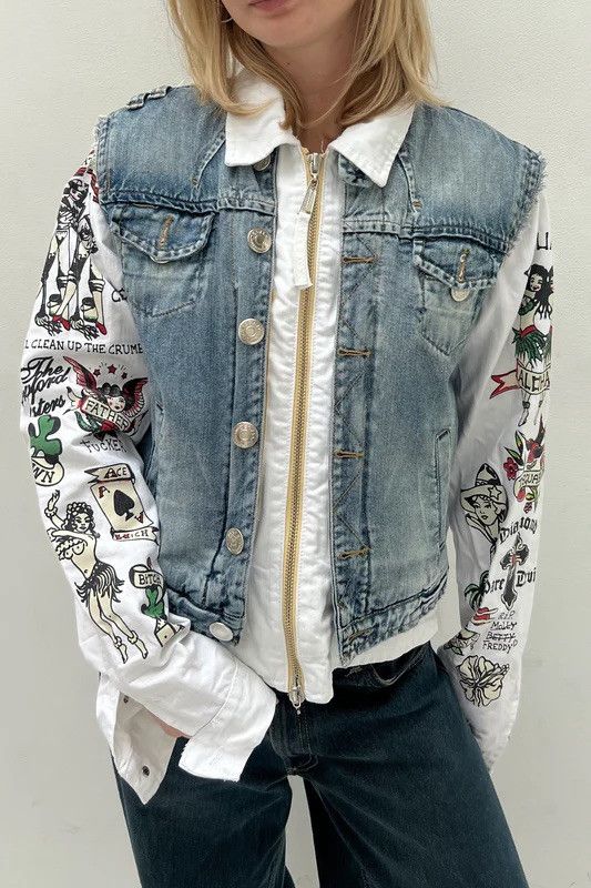 Dsquared2 DSQUARED2 Tattoo Print Detachable Jacket with Denim Vest Size US M / EU 48-50 / 2 - 2 Thumbnail