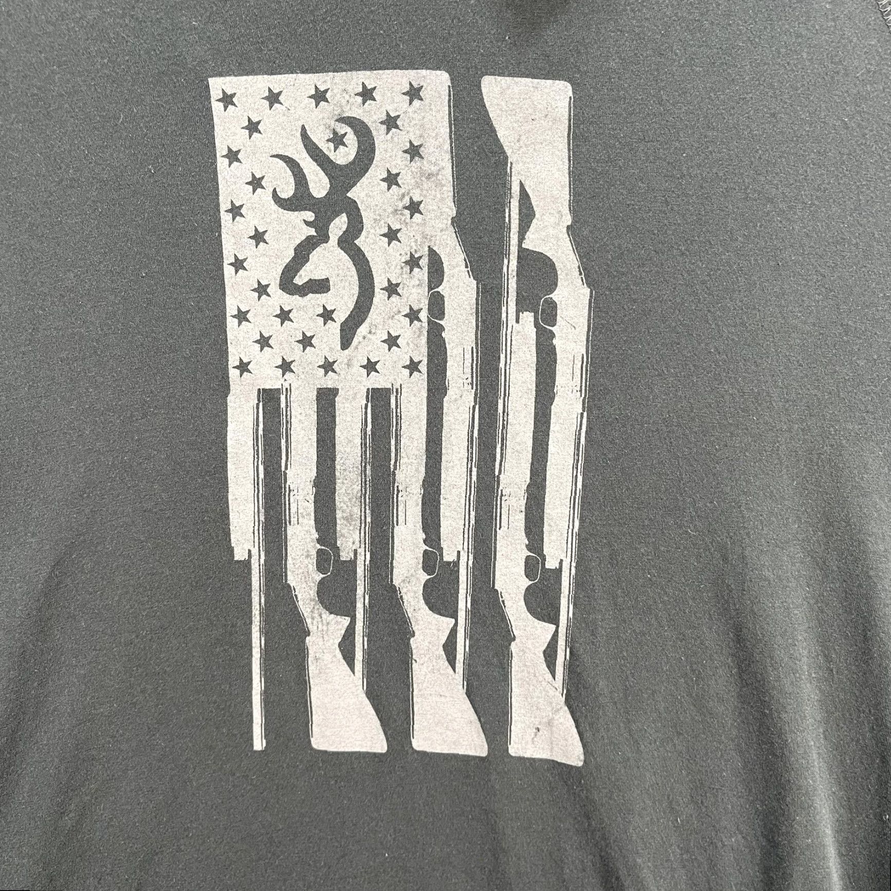 Vintage Browning Shirt Mens Large Gray Hooded Long Sleeve Raglan Buckmark Flag Graphic Size US L / EU 52-54 / 3 - 3 Thumbnail