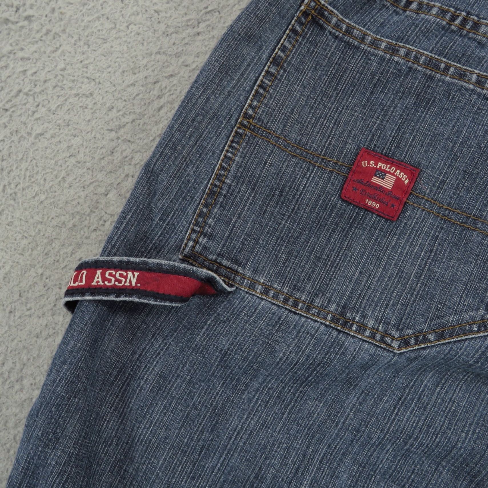 Vintage VTG US Polo ASSN Jean Shorts Men 42 Baggy Y2K Carpenter Grunge Flag Skater 90s Size US L / EU 52-54 / 3 - 3 Thumbnail