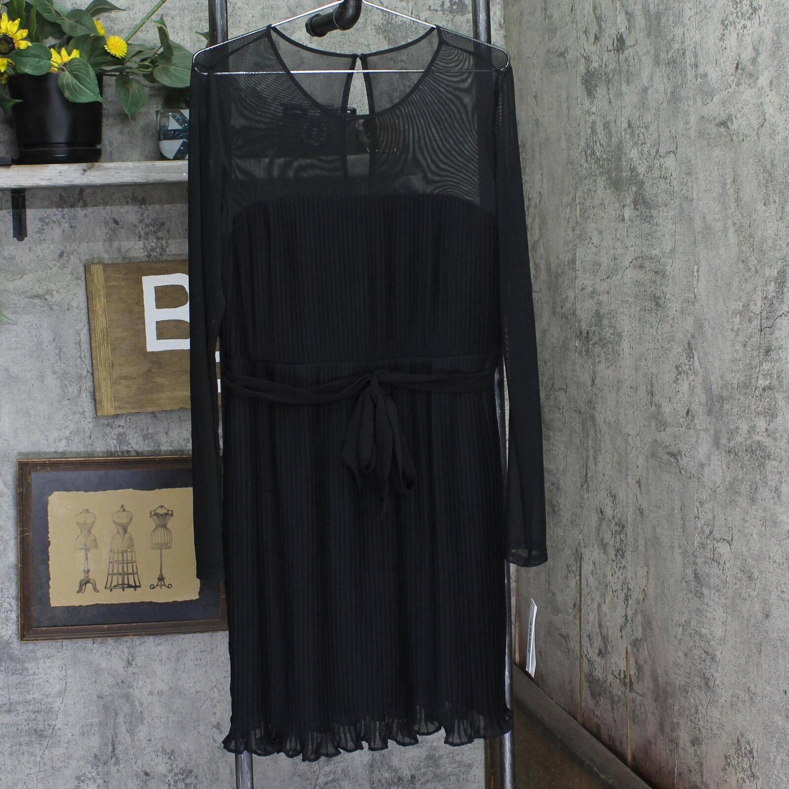 DKNY Dkny Womens Tie Waist Illusion Mesh Dress Dd4ki694 Black 12 Size XL / US 12-14 / IT 48-50 - 1 Thumbnail