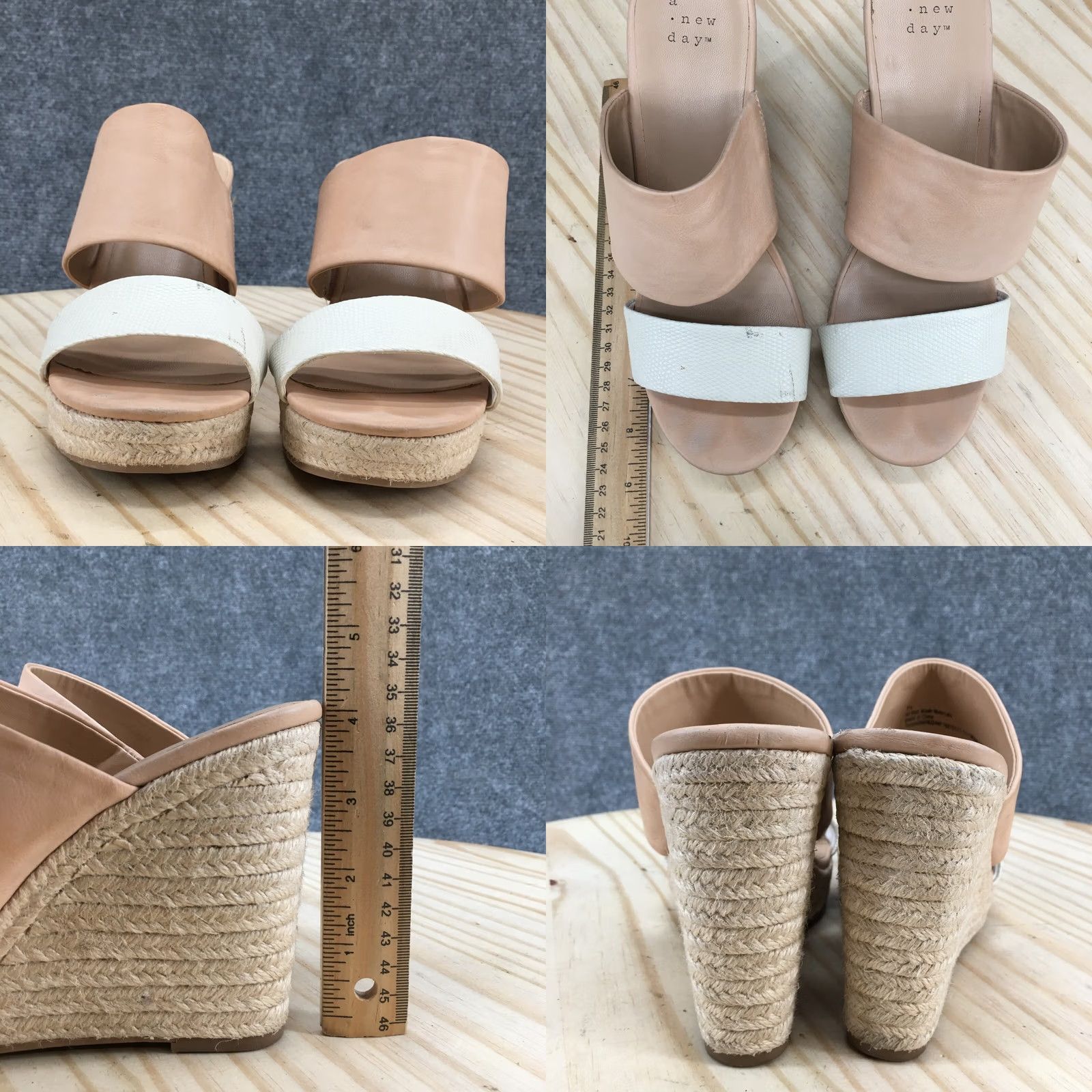 Vintage A New Day Sandals Womens 7.5 Adelina Espadrille Brown Faux Leather Wedge Heels Size US 8 / IT 38 - 8 Thumbnail