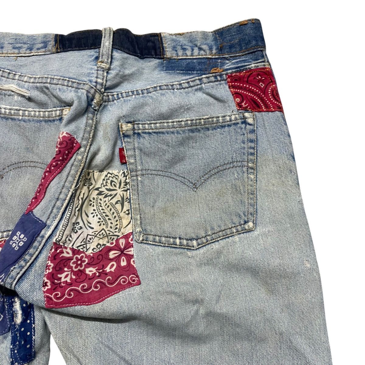 Levi's Vintage Levis 501 Redline Denim Patchwork Jeans Size US 33 - 14 Thumbnail