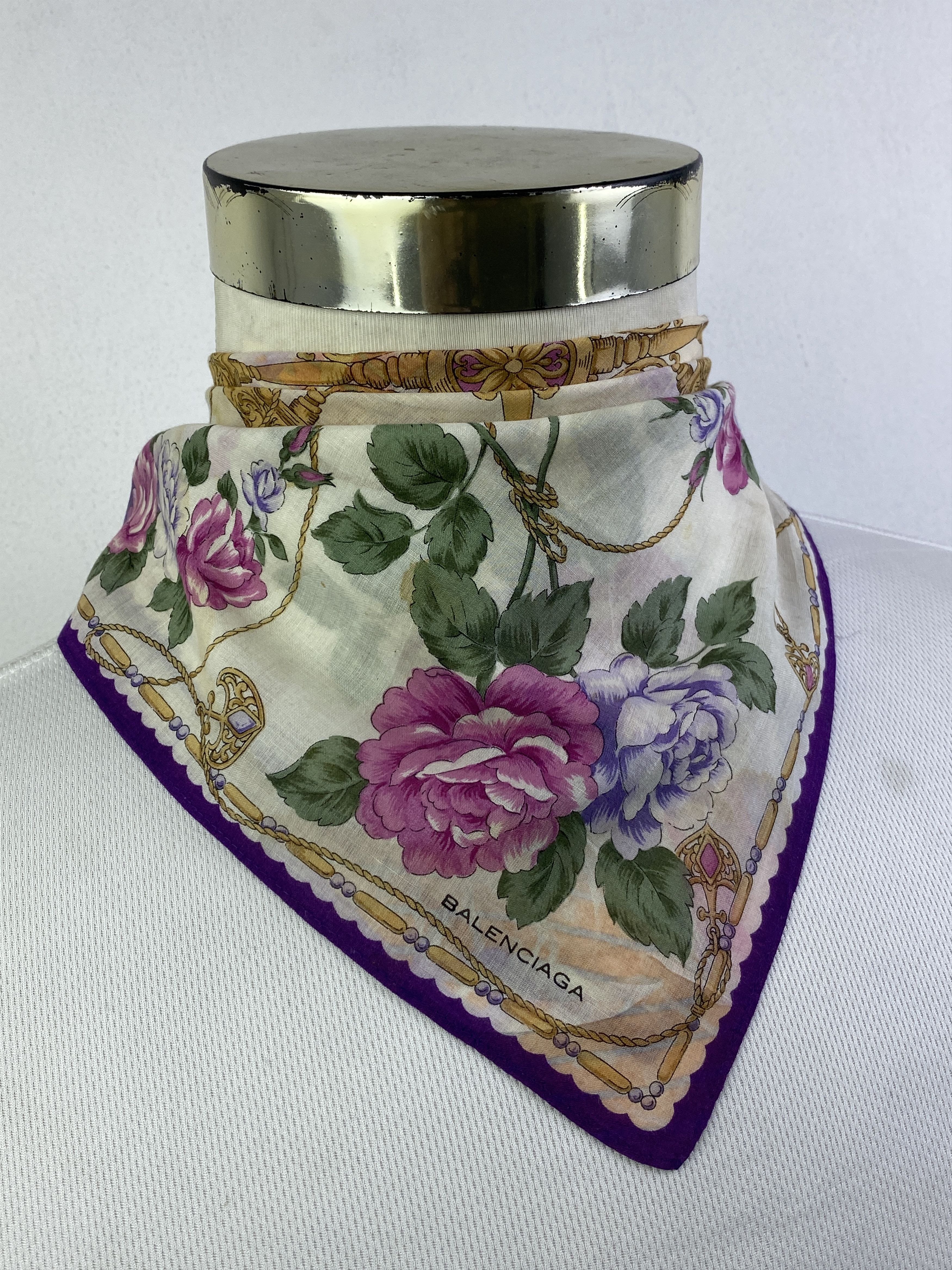 Balenciaga Balenciaga Floral Handkerchief / Neckerchief HKC0999 Size ONE SIZE - 2 Thumbnail