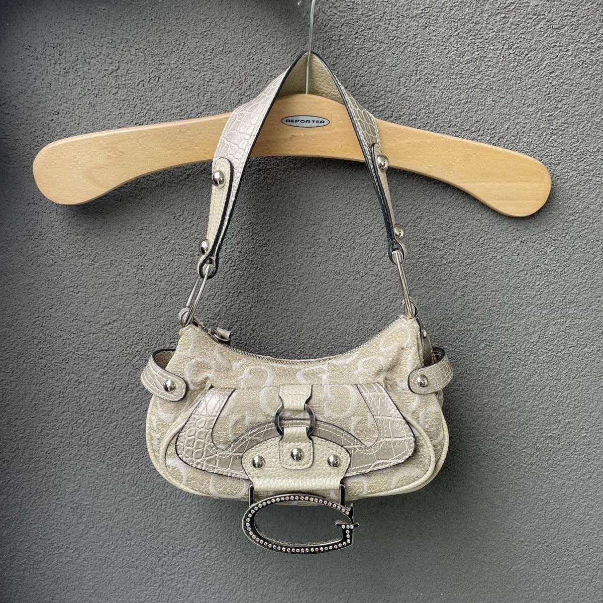 Guess Vintage Handbag Guess Beige Denim Y2K Style Women’s Size ONE SIZE - 1 Thumbnail