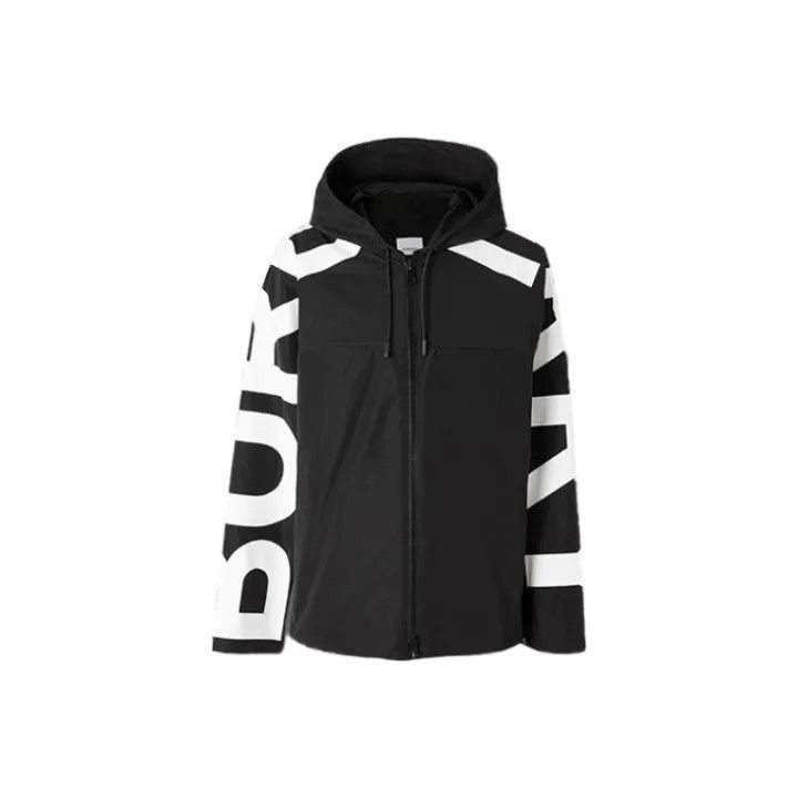 Burberry Burberry Black Logo Printed Hooded Jacket Size US L / EU 52-54 / 3 - 1 Thumbnail