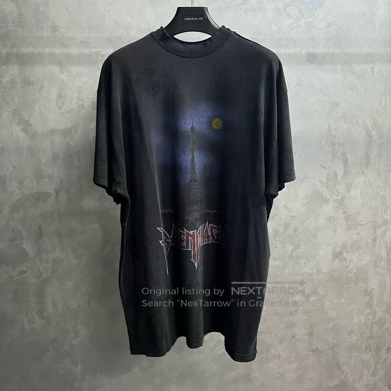 Balenciaga Balenciaga Black Letter Printed Round Neck Casual Short Sl Size US M / EU 48-50 / 2 - 1 Thumbnail