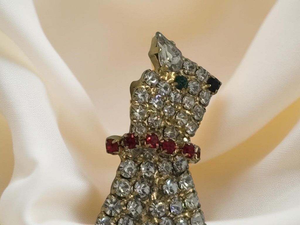 Other Vintage 1950s Rhinestone Cat Brooch Gold Tone Figural Pin Size ONE SIZE - 2 Thumbnail