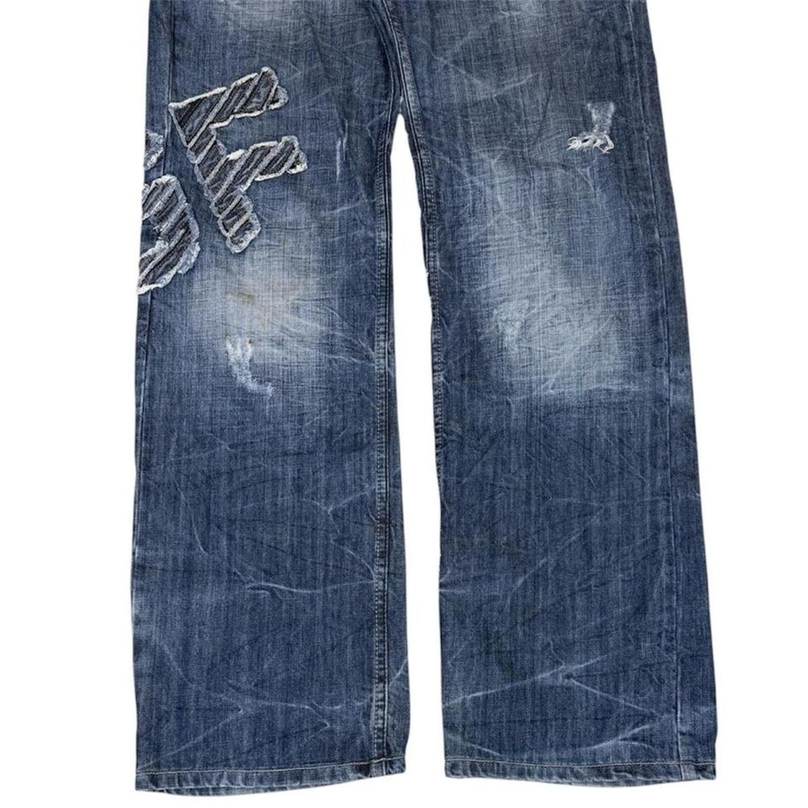 Other Vintage GF FERRE unique denim jeans leather work on back Size US 34 / EU 50 - 4 Thumbnail