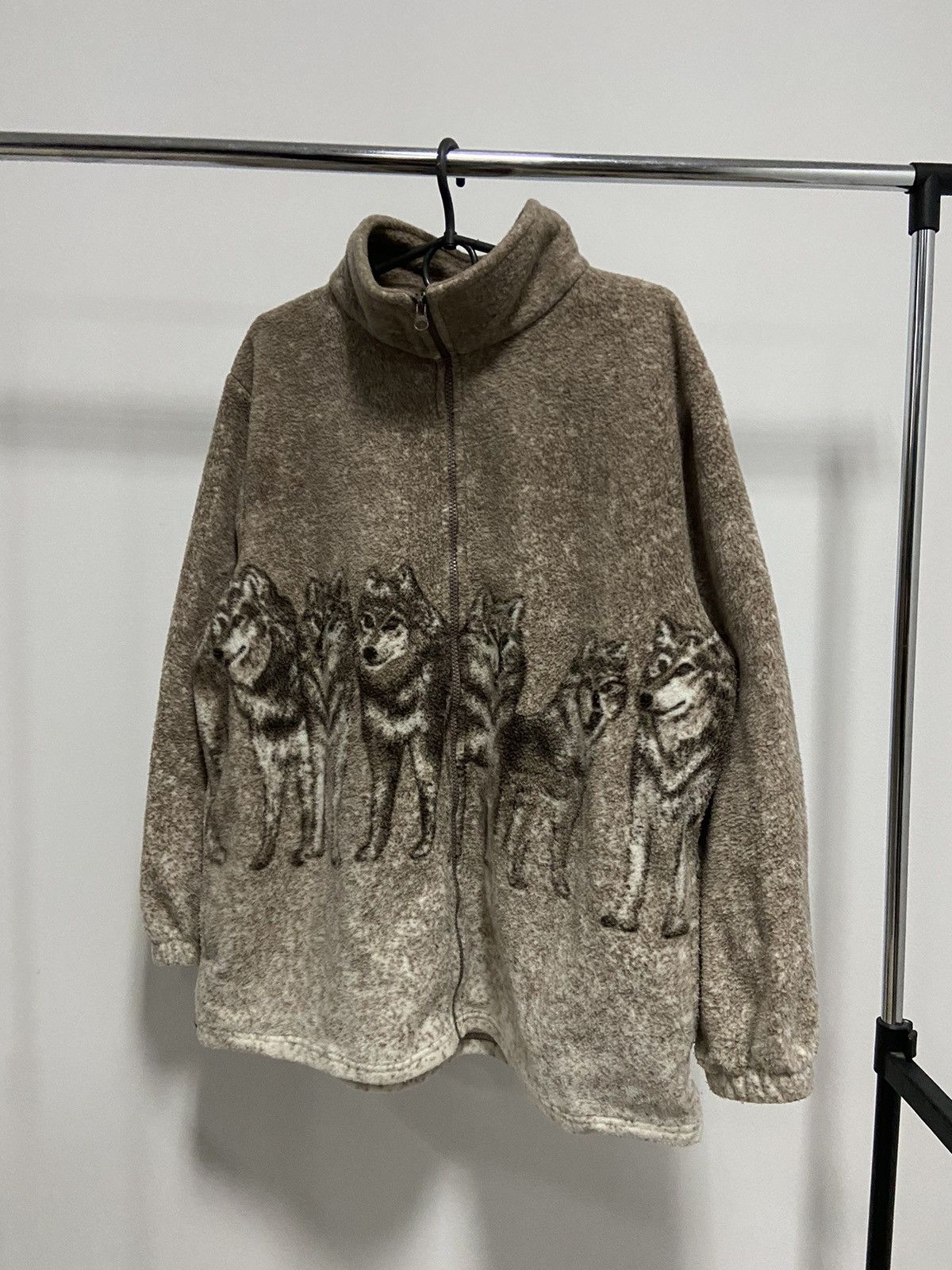 Japanese Brand × Vintage Wolves 🐺 Fleece Jacket Warm Vintage Zip Overprint Size US L / EU 52-54 / 3 - 1 Thumbnail