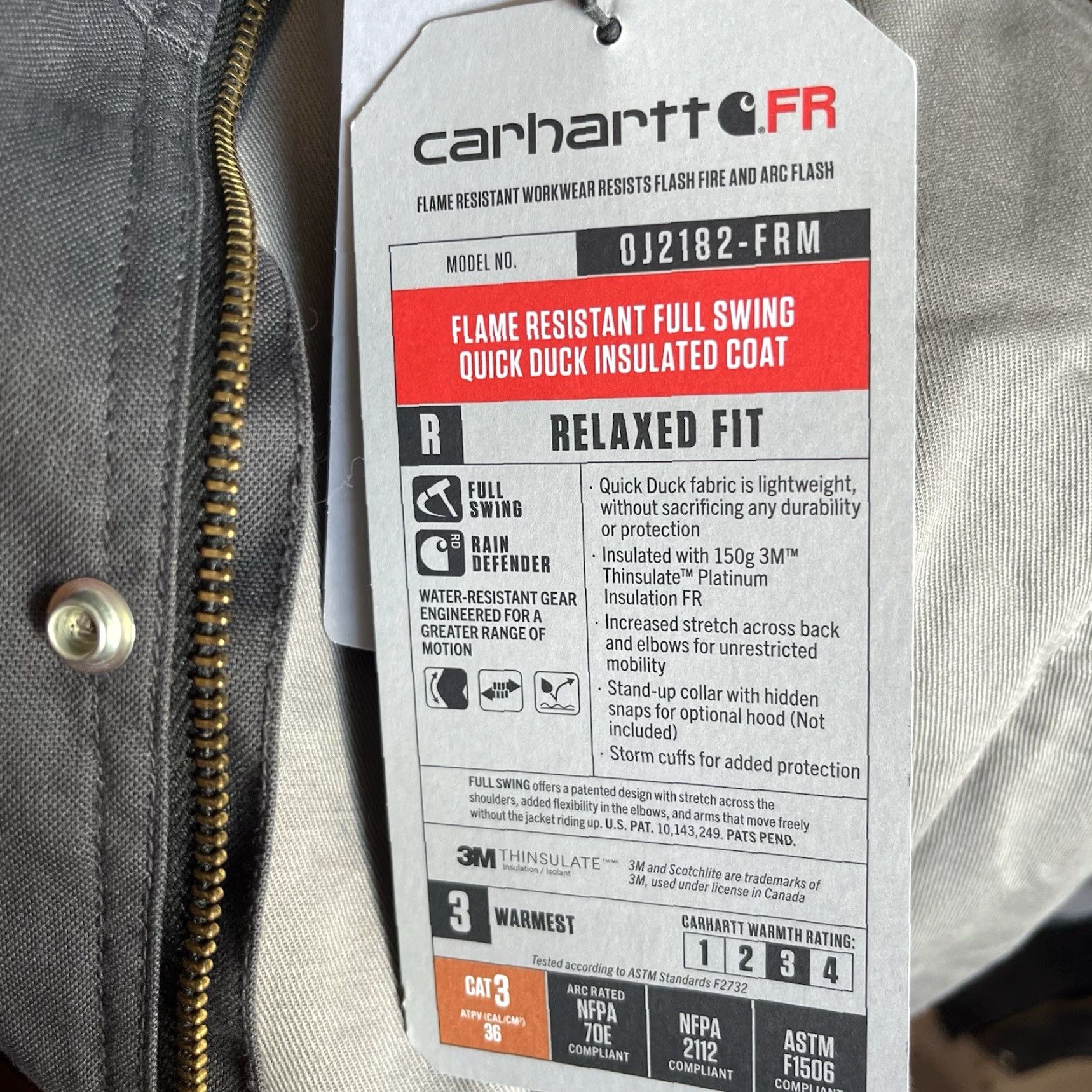 Carhartt Carhartt FR Full Swing Quick Duck Jacket Coat Gray OJ2182-FRM Men's 2XL Relaxed Size US XXL / EU 58 / 5 - 4 Thumbnail
