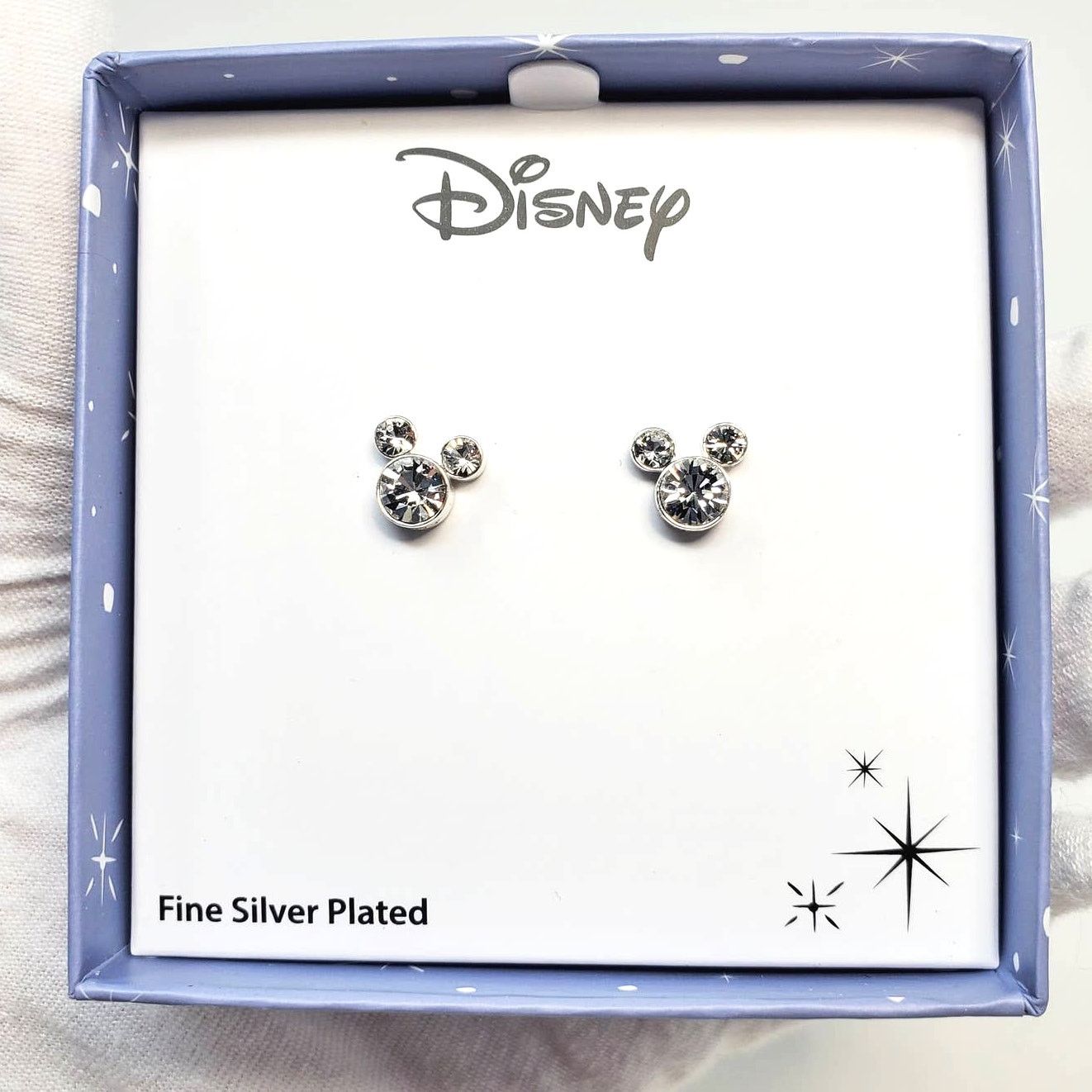 Disney Disney Mickey Mouse Silver Earrings w Clear Rhinestones NIB Size ONE SIZE - 2 Thumbnail