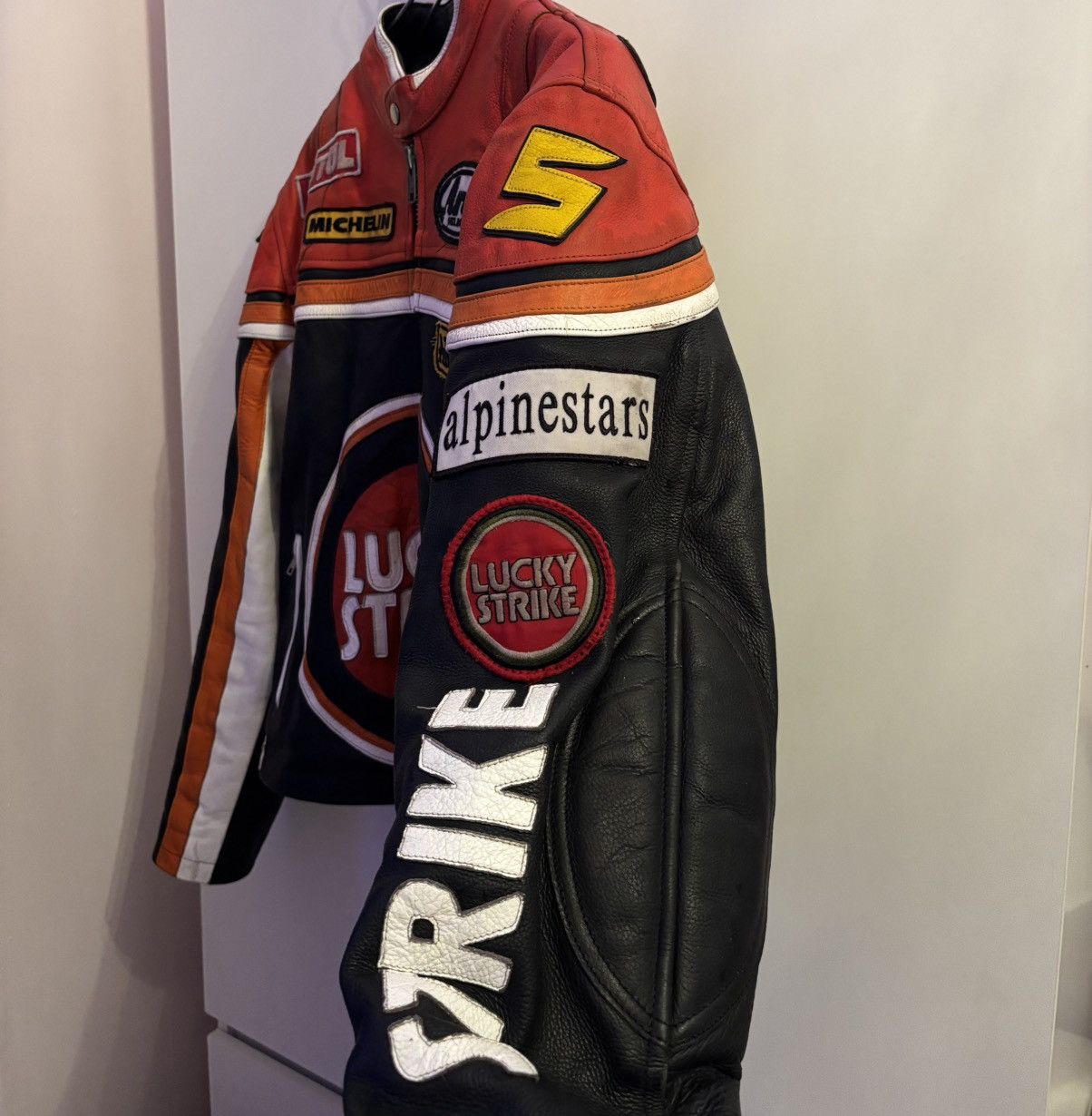 Vintage 90s Lucky Strike Leather Jacket Alpinestars