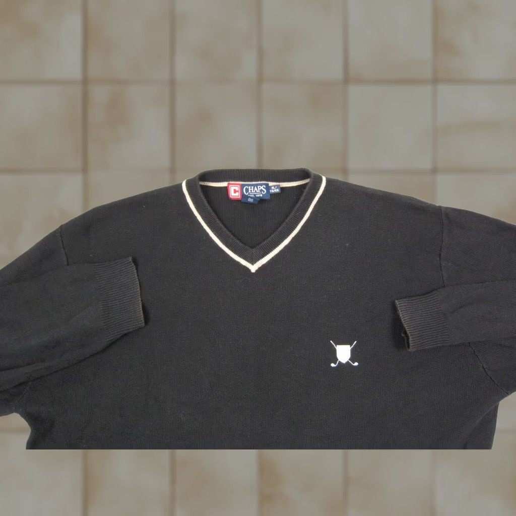 Chaps Chaps Sweater Mens XL Black V-Neck Pullover Knit 90s USA Classic Preppy Golf Size US XL / EU 56 / 4 - 1 Thumbnail