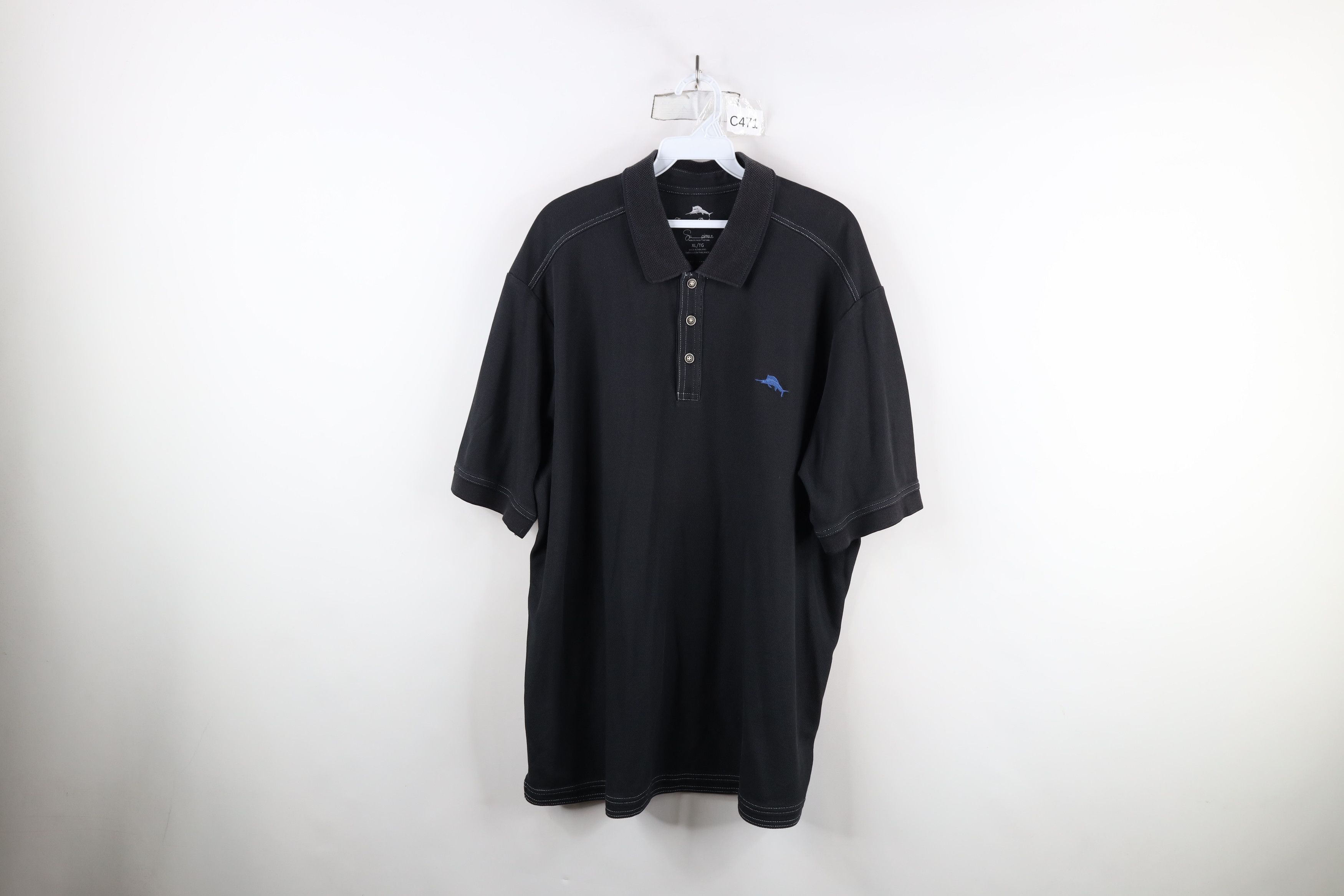 Tommy Bahama × Vintage Tommy Bahama Cotton Knit Collared Golf Polo Shirt Black Size US XL / EU 56 / 4 - 1 Thumbnail