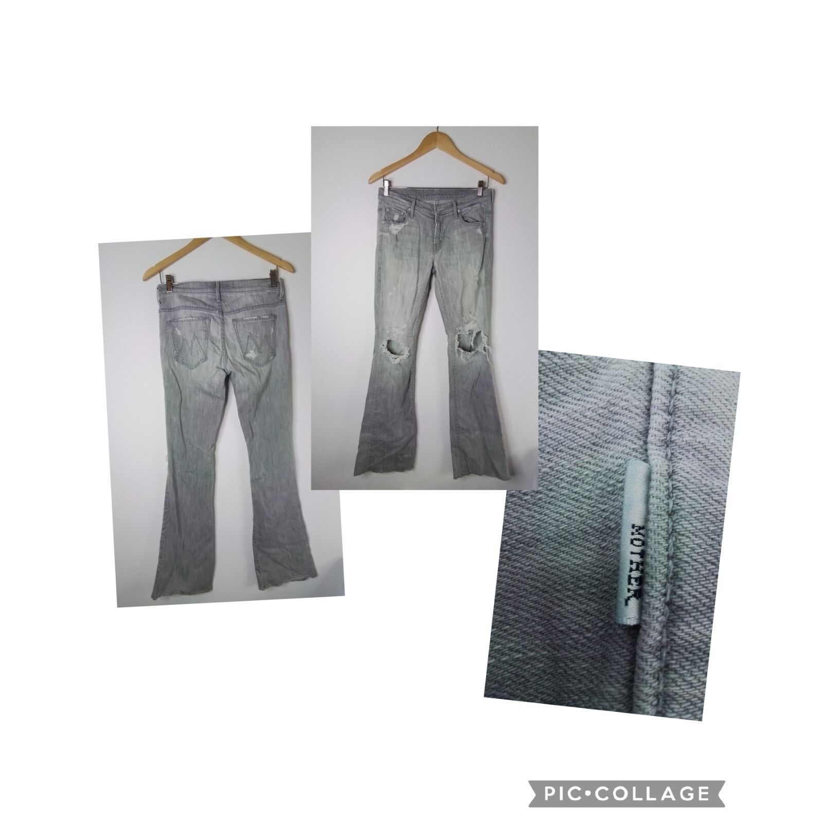 MOTHER Mother Denim Jeans Women's 30 Gray Flare Distressed Size 30" / US 8 / IT 44 - 1 Thumbnail