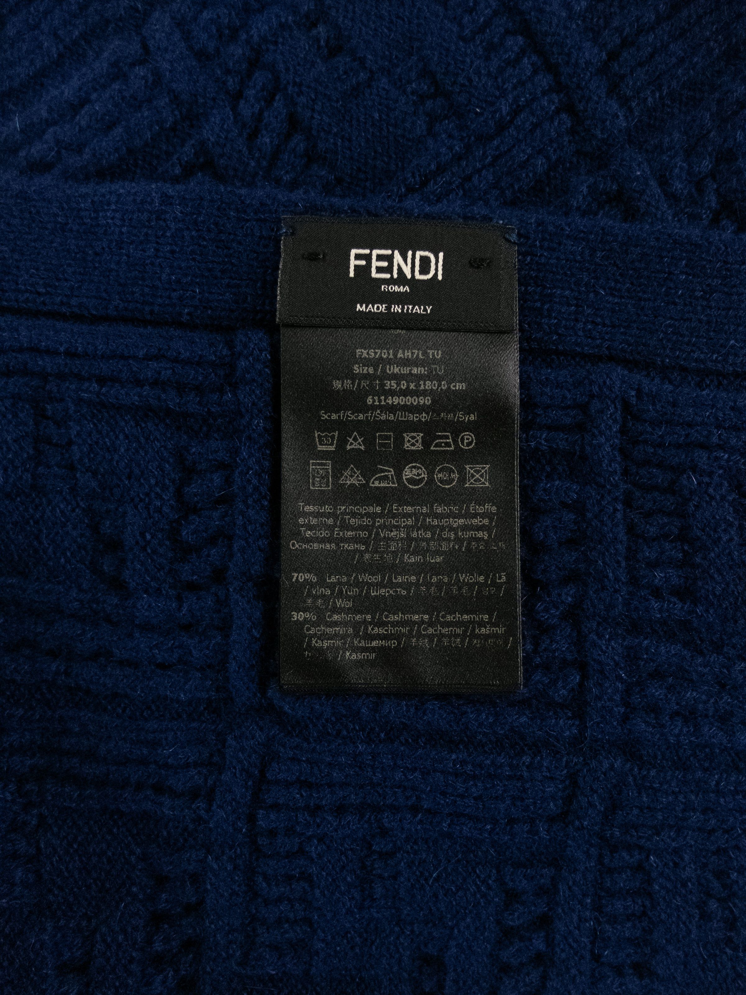 Fendi FENDI blue FF logo knit wool cashmere scarf authentic q Size ONE SIZE - 6 Thumbnail