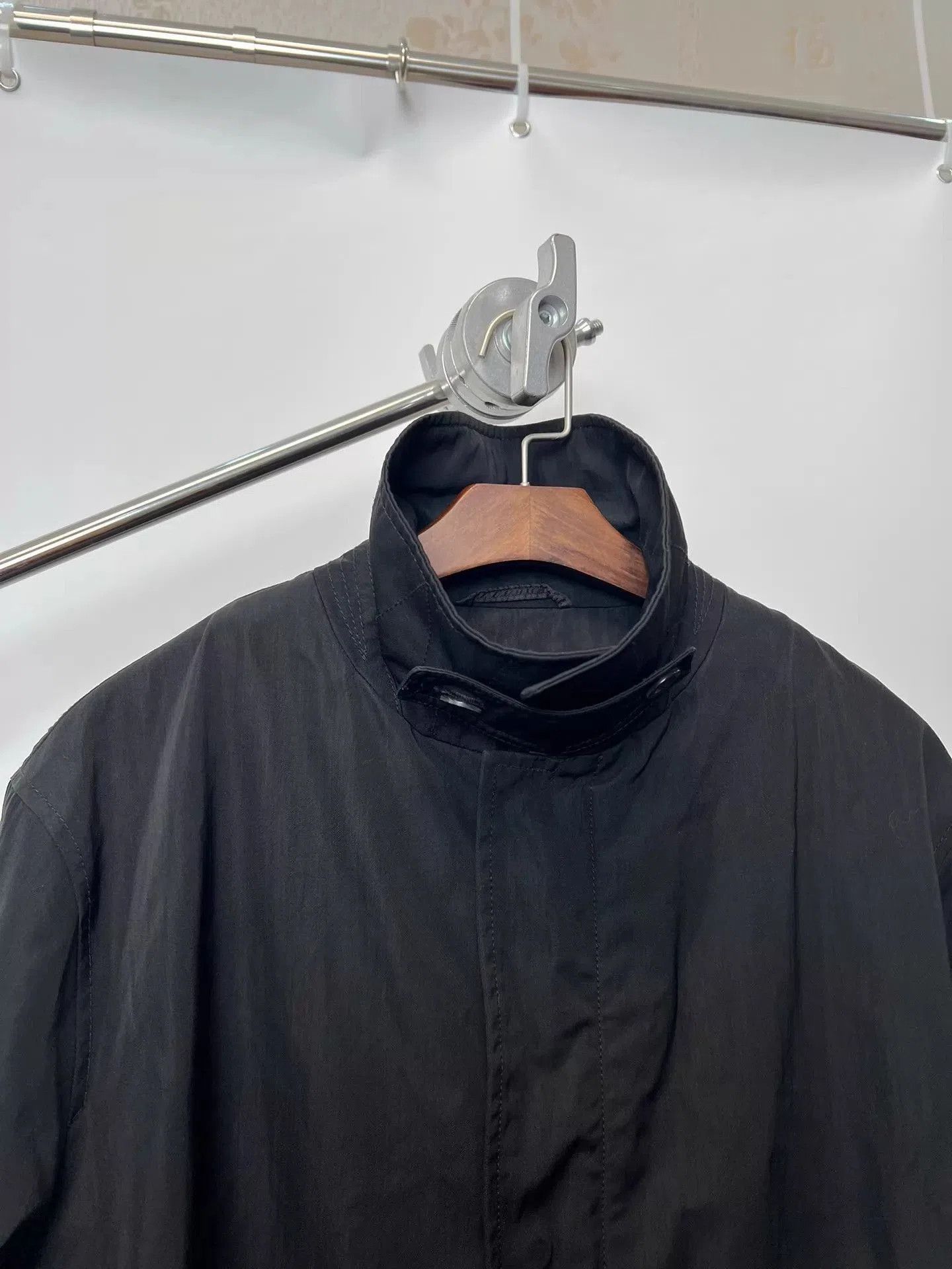 Armani Black Long Coat with Stand Collar Size L. Size US L / EU 52-54 / 3 - 3 Thumbnail