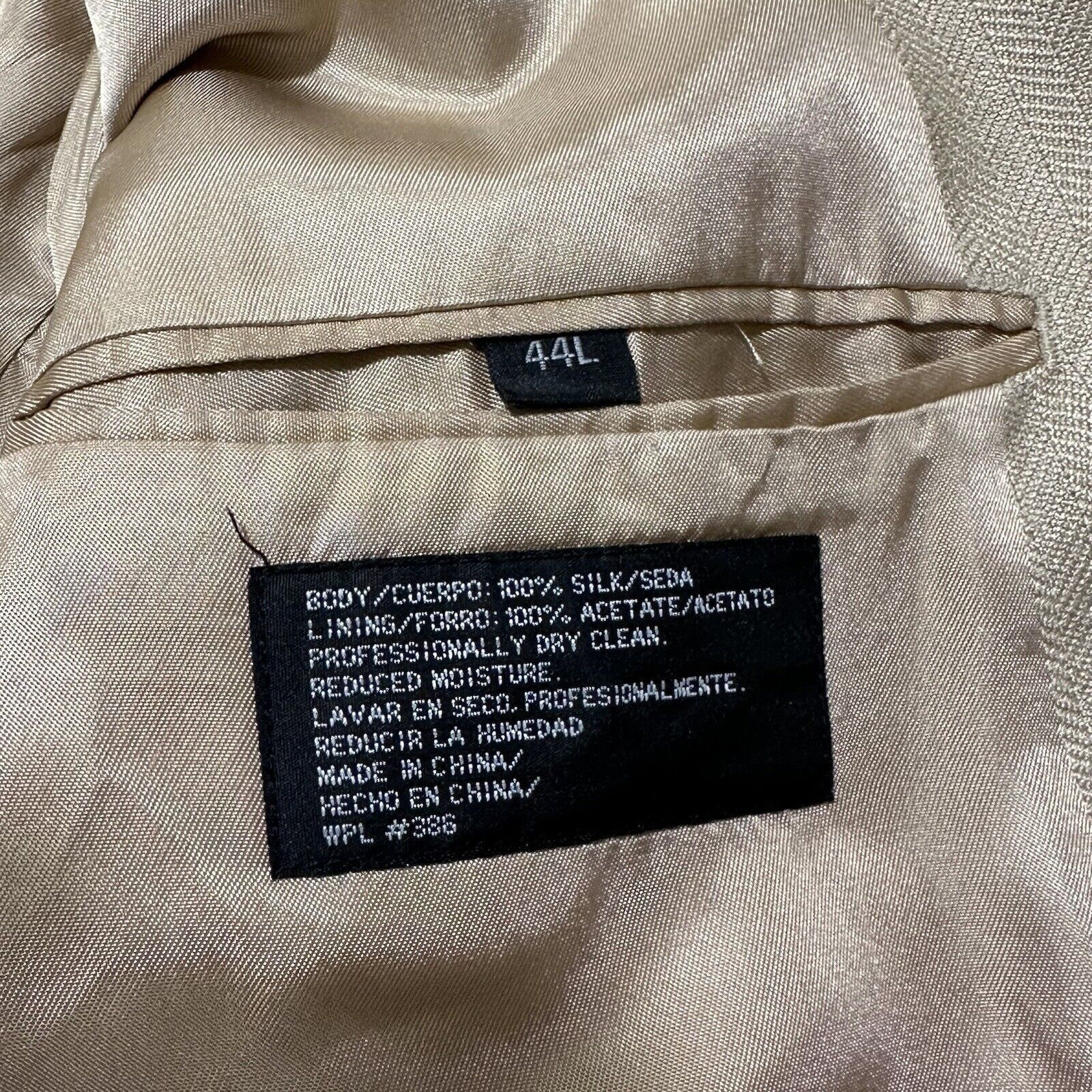 Haggar Haggar Black Label 44L Silk Beige Herringbone Suit Jacket Size 44L - 8 Thumbnail