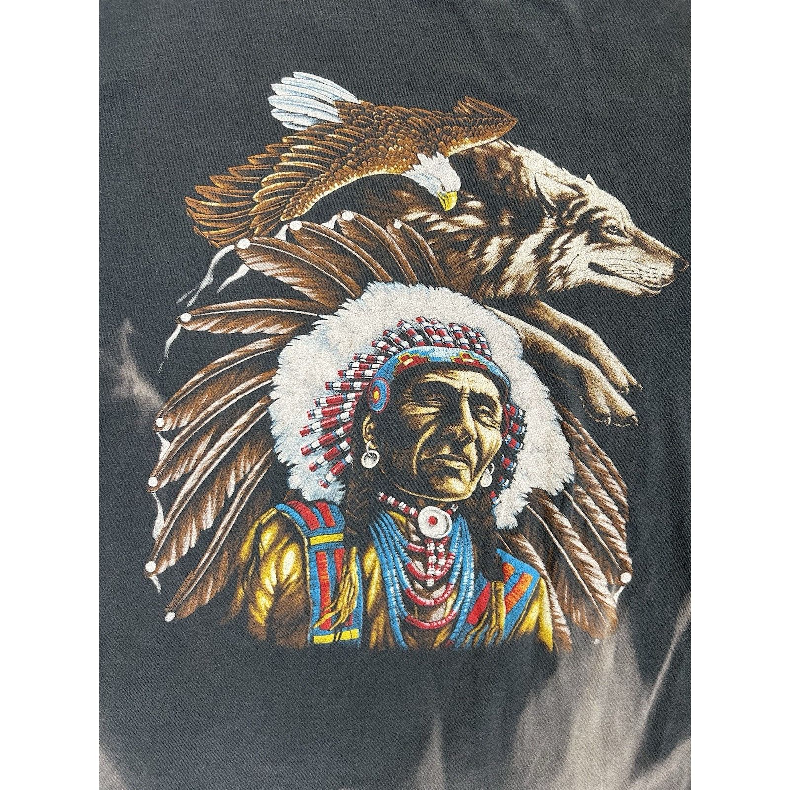 Vintage Vintage American Thunder Native American Eagle Wolf T-Shirt Size US XL / EU 56 / 4 - 2 Thumbnail