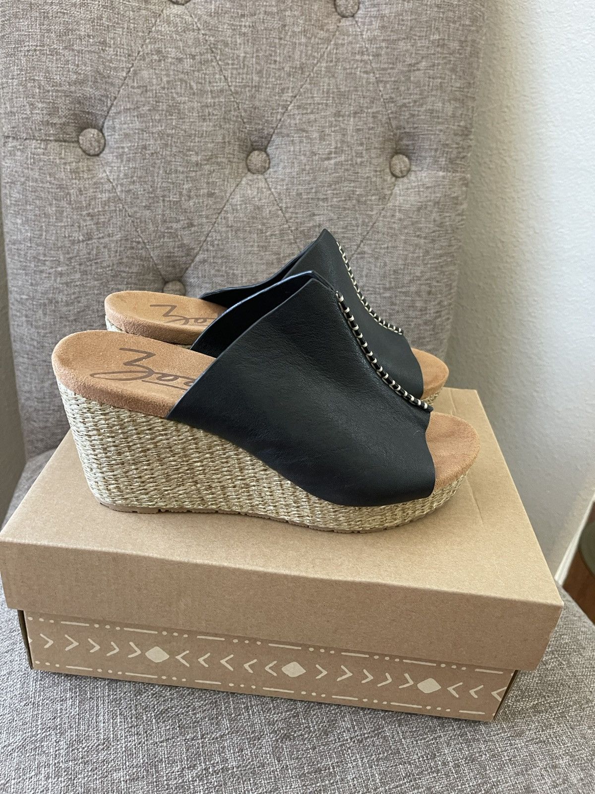 Other Zodiac Perla wedge sandals size 7 black leather slip on NEW Size US 7 / IT 37 - 4 Thumbnail
