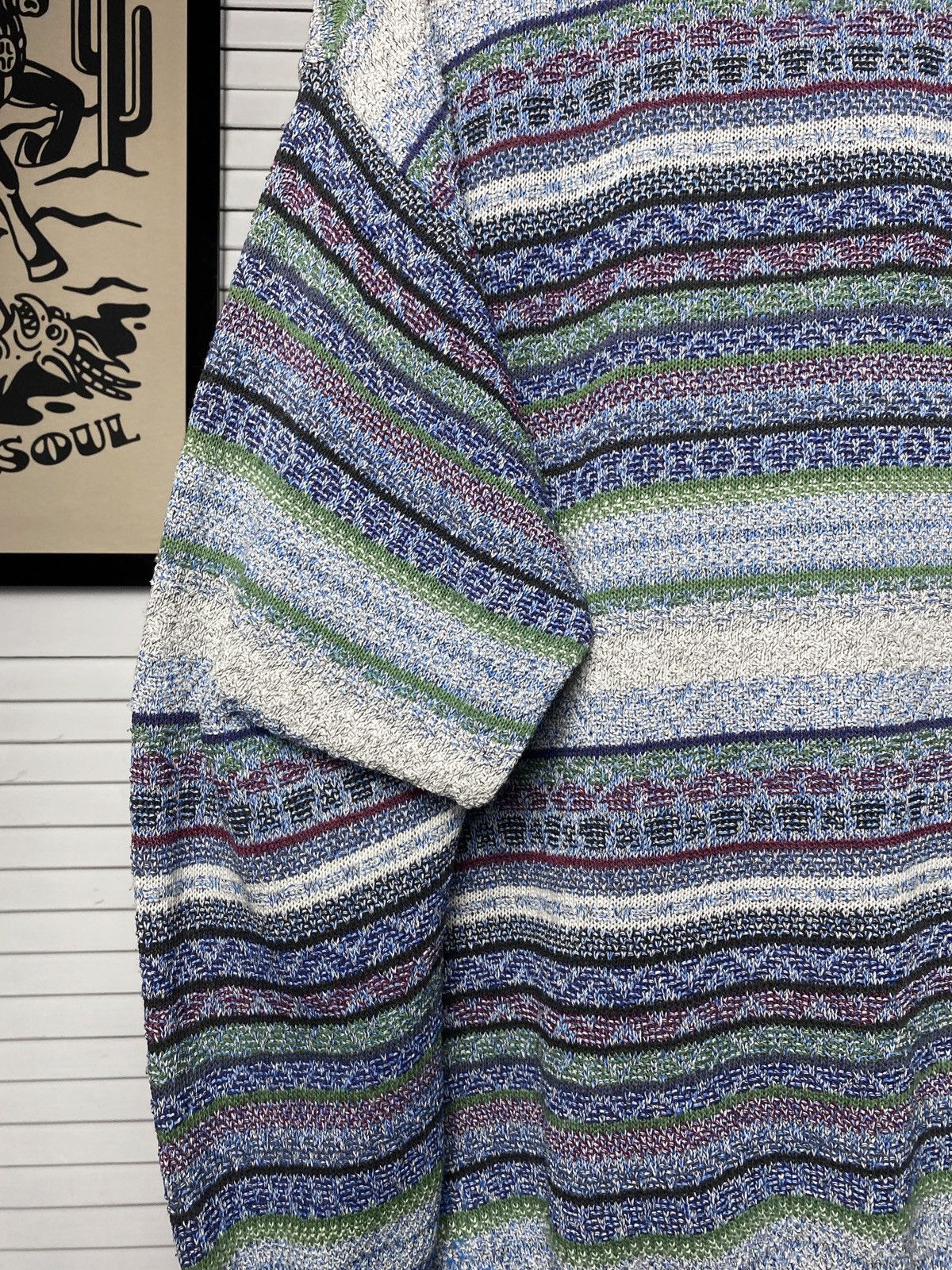 Coogi × Japanese Brand Vintage 80s Coogi Style Striped Knit Polo Neck Sweater Size US M / EU 48-50 / 2 - 10 Thumbnail