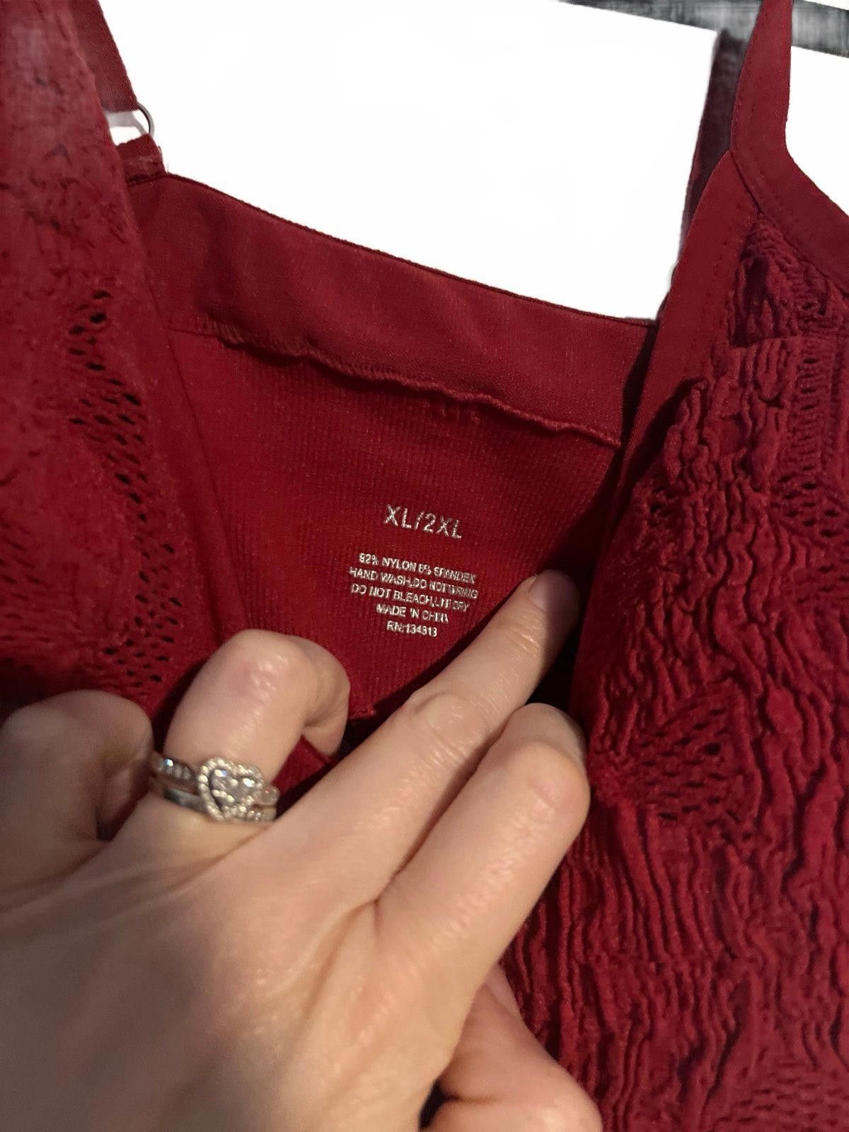 Atomic Chic Red Lace Bralette - XL/2XL Size XL / US 12-14 / IT 48-50 - 2 Thumbnail