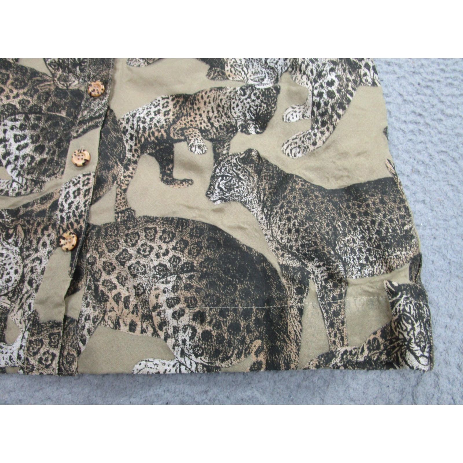 Vintage VINTAGE Dorothy Schoelen The Silver Connection Dress Shirt Dress Womens 12 Brown Leopard Animal Print Button Front Collared Short Sleeve 90s Size XL / US 12-14 / IT 48-50 - 3 Thumbnail