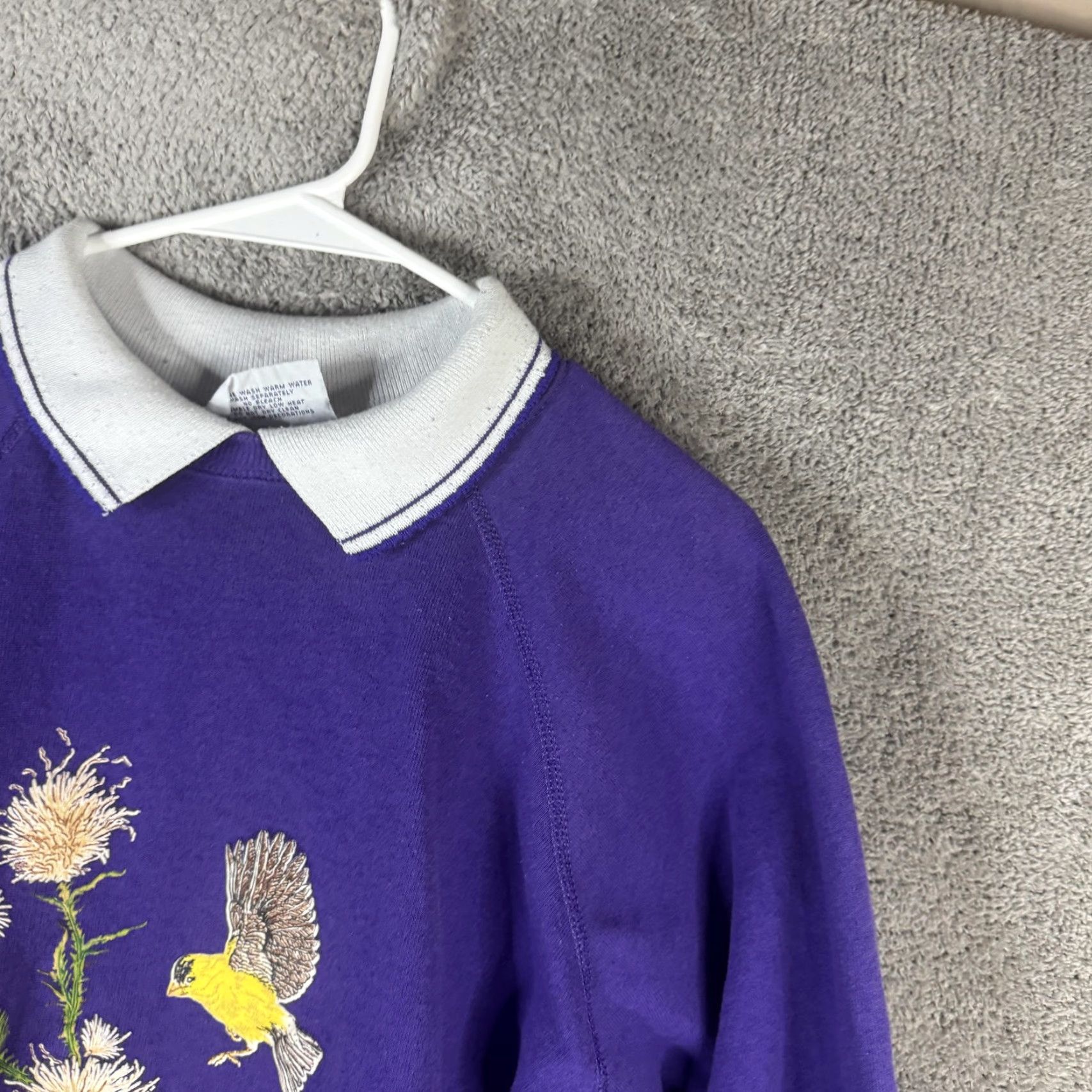 Vintage VINTAGE Morning Sun Womens Collared Fleece Shirt Purple Floral Bird Raglan Sleeve L Size L / US 10 / IT 46 - 4 Thumbnail