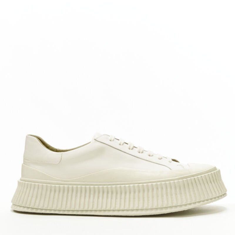 Jil Sander new JIL SANDER light beige leather chunky rubber platform sole sneaker EU40 Size US 10 / IT 40 - 1 Thumbnail