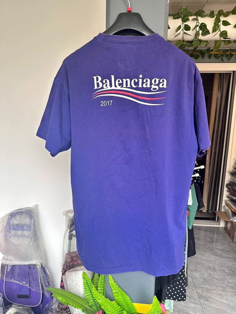 Balenciaga Balenciaga Blue Purple Wave Short Sleeve Shirt-2506 Size US XS / EU 42 / 0 - 4 Thumbnail