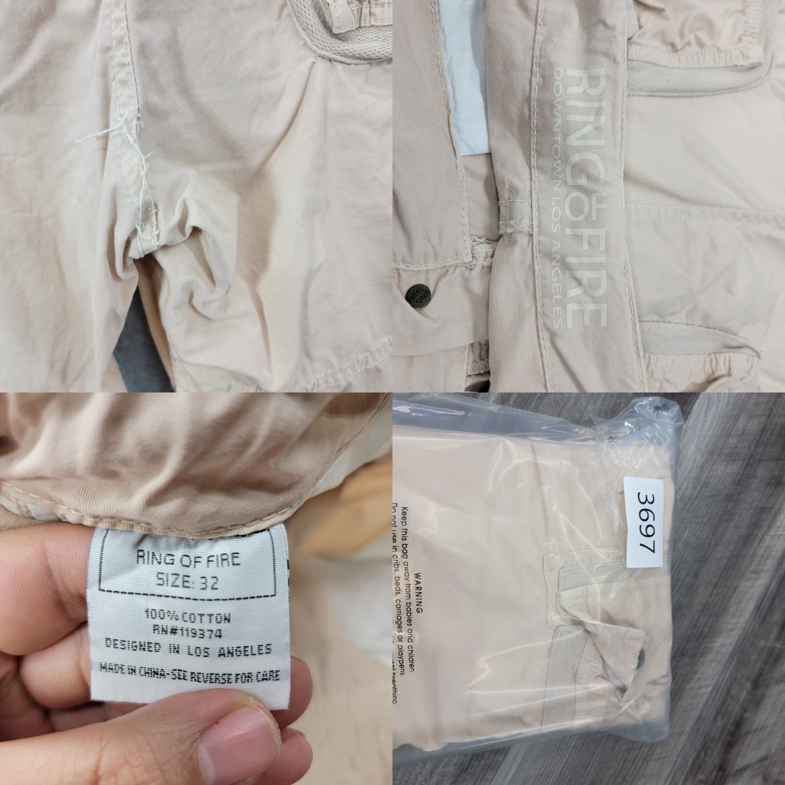 Ring Of Fire Ring Of Fire Khaki Cargo Shorts 32 Beige Mens Baggy Y2K Vintage Style Casual Shorts Size US 32 / EU 48 - 8 Thumbnail