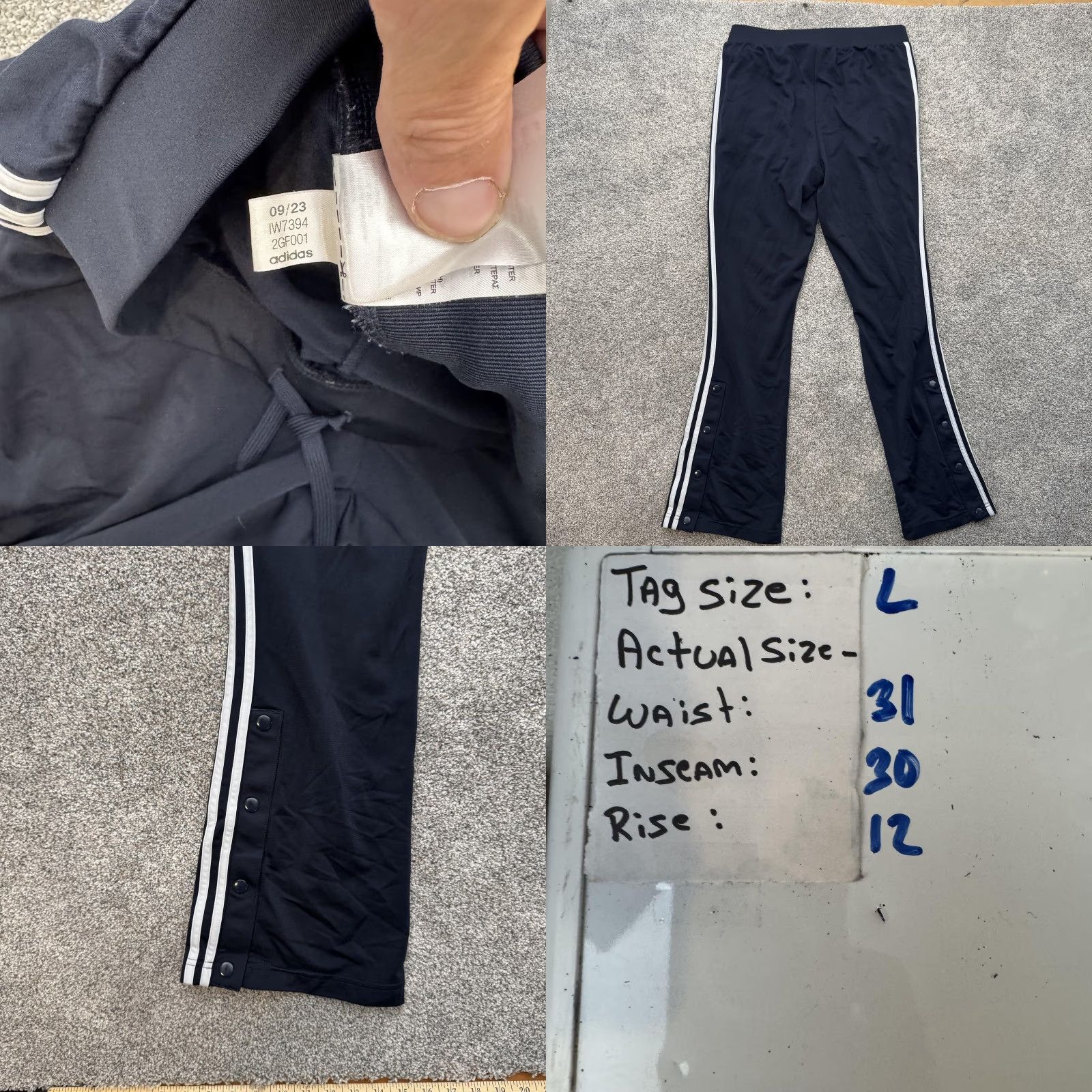 Adidas Adidas Pants Mens Large Blue Tearaway Snap Track Three Stripes Athletic IW7394 Size US 33 - 9 Thumbnail