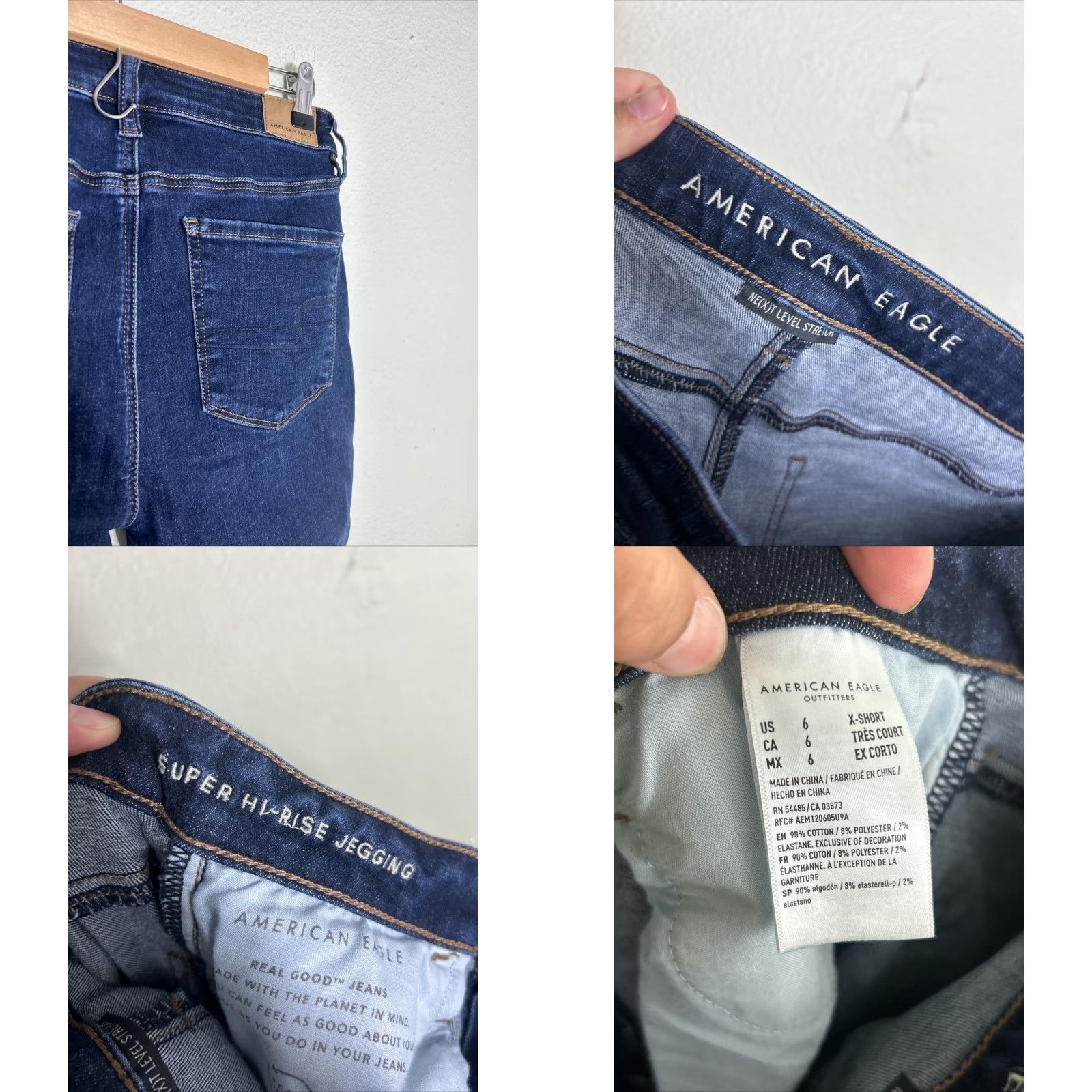 American Eagle Outfitters American Eagle Next Stretch Dark Wash Jeans Super Hi Rise Jegging 28x26 Size 6 Size 30" / US 8 / IT 44 - 9 Thumbnail