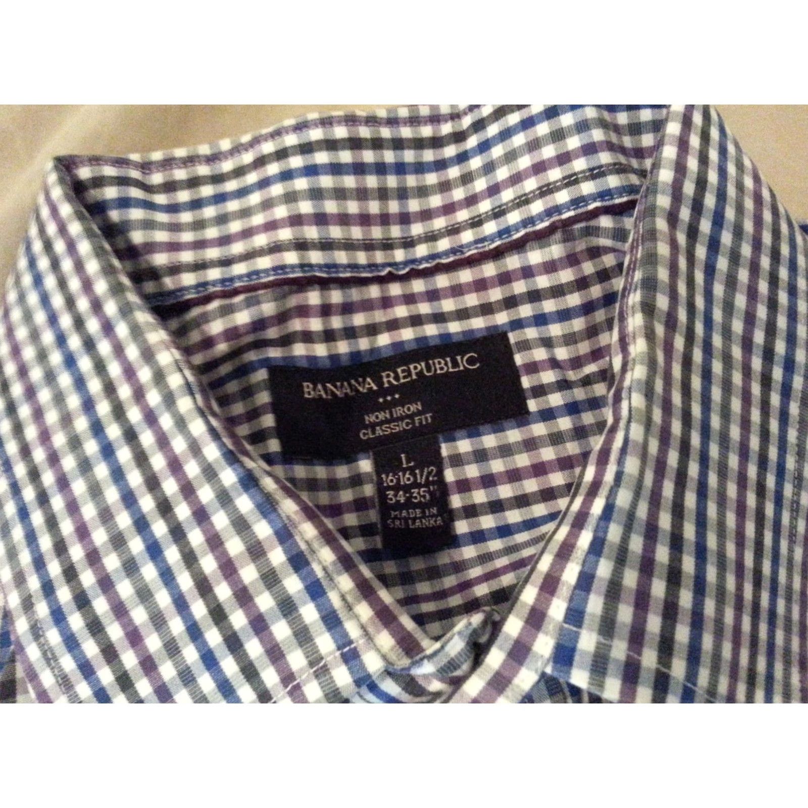 Banana Republic VINTAGE Banana Republic Dress Shirt Blue Plaid L 16 1/2 34 35 Cotton Button Mens Shirt Size 42R - 4 Thumbnail