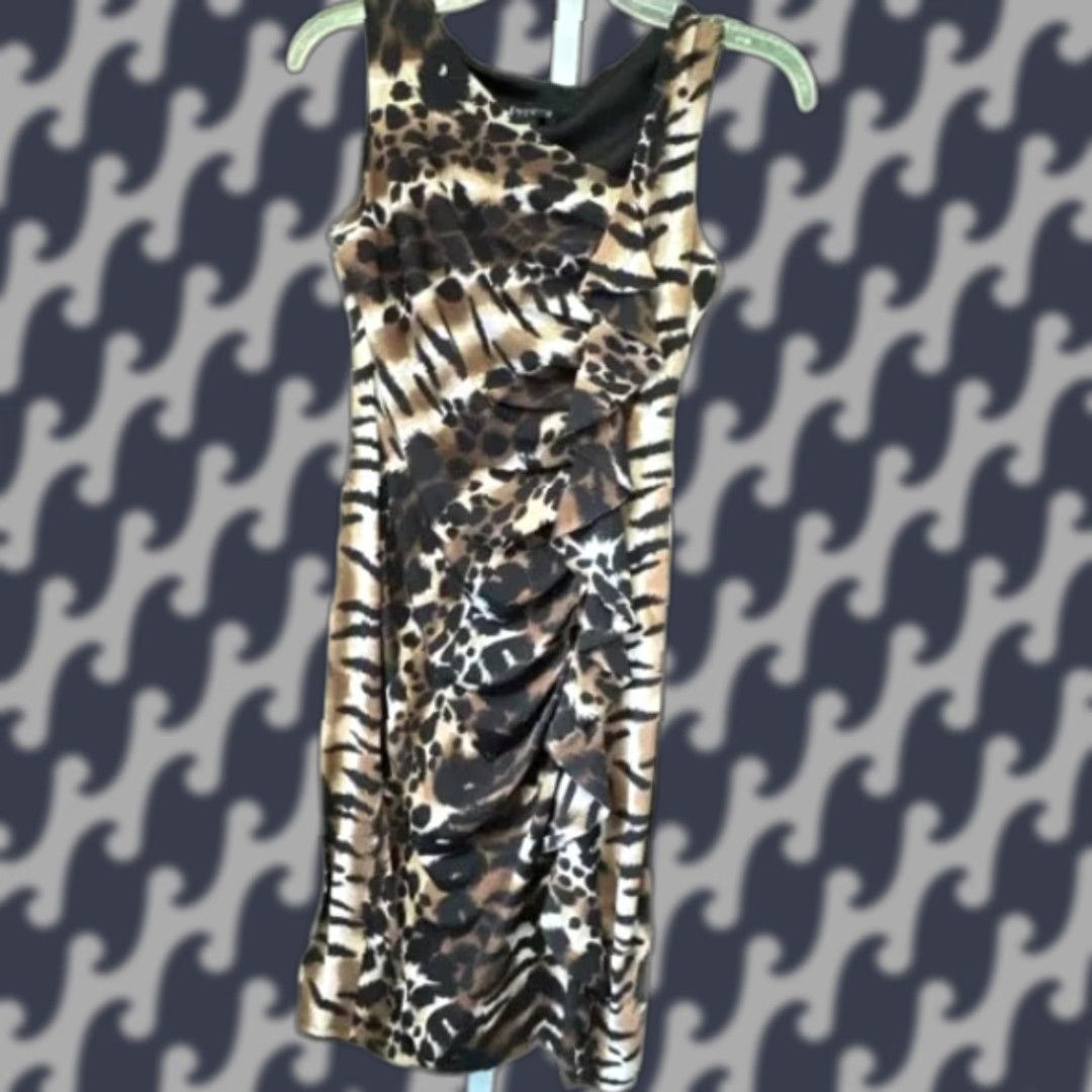 VINTAGE Enfocus Studio Knee Length Brown Ruched Sheath Dress ~ Sz 6 ~ Sleeveless Dress