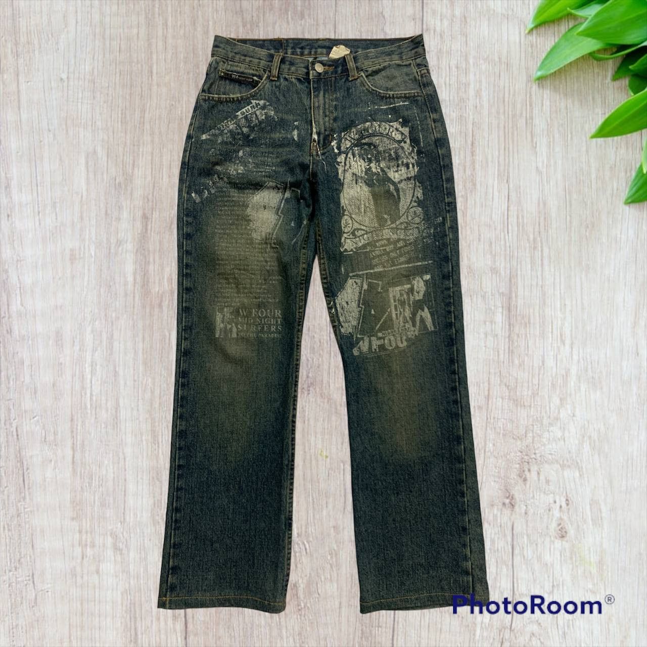 Japanese Brand Vintage 2000s WFour Japan Printed Face Jeans Size US 30 / EU 46 - 1 Thumbnail