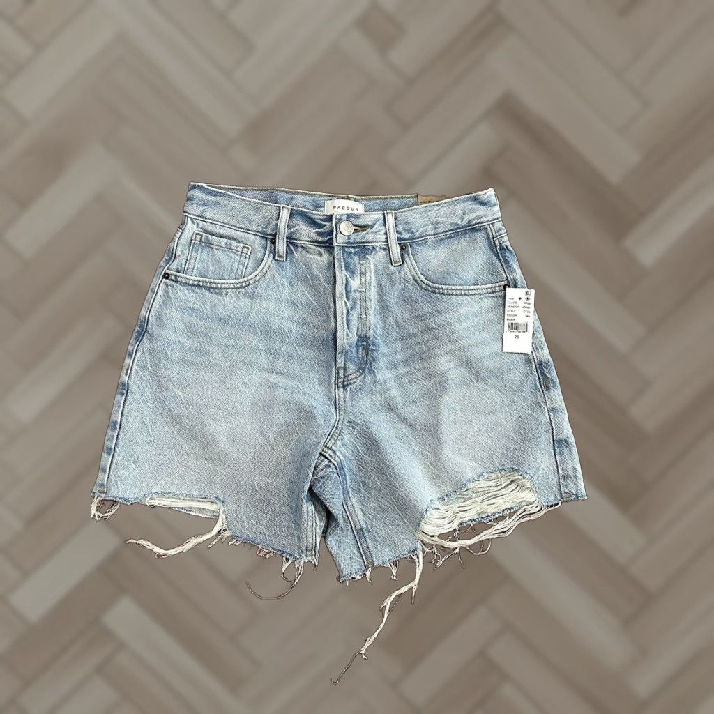 Pacsun NWT PacSun Womens High Rise Relaxed Shorts Button Fly Blue Size 26 Regular Womens Size 26" / US 2 / IT 38 - 1 Thumbnail