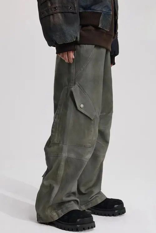 Jean Retro Scimitar Pocket Distressed Wide Leg Jeans Size US 33 - 3 Thumbnail