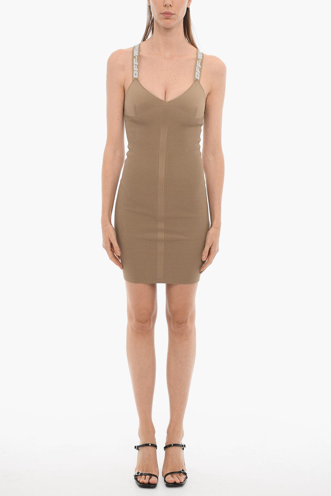 Off-White og1mm1125 Seasonal Stretch Fabric Sheath Dress in Beige Size XS / US 0-2 / IT 36-38 - 1 Thumbnail