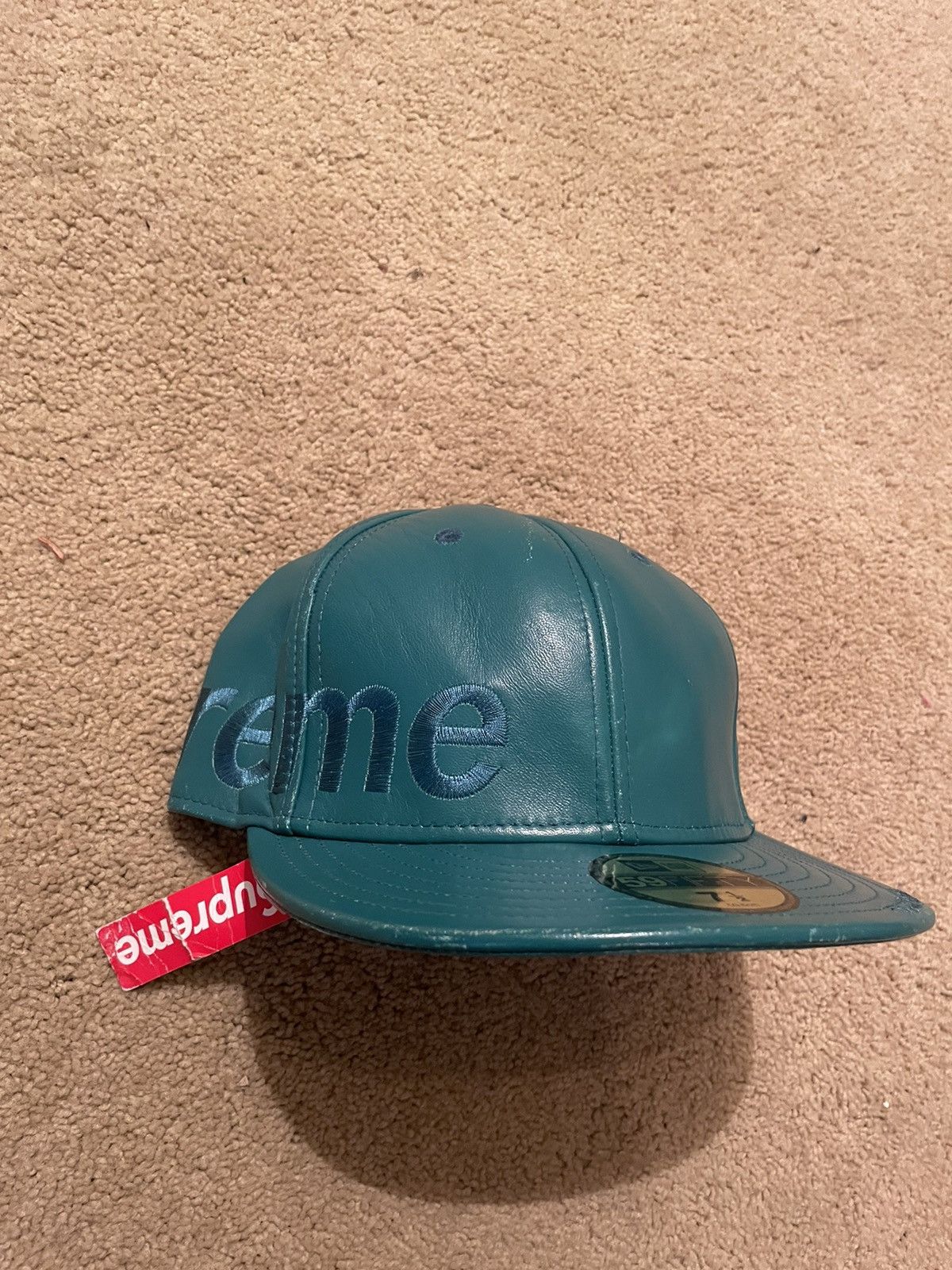 Supreme Supreme Leather Fitted Cap 7 1/2 • 2007 Vintage | Grailed