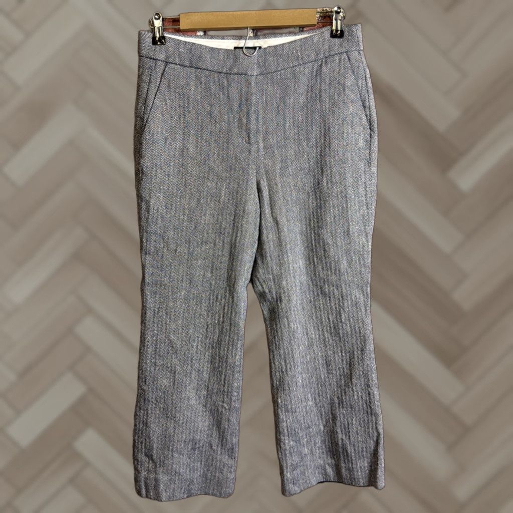 J.Crew J. Crew Hayden Kickout Pant Stretch Linen Size 6 Blue Gray Business Preppy Cropped Flat Front 24 In Inseam Womens Regular Pant Size 28" / US 6 / IT 42 - 1 Thumbnail