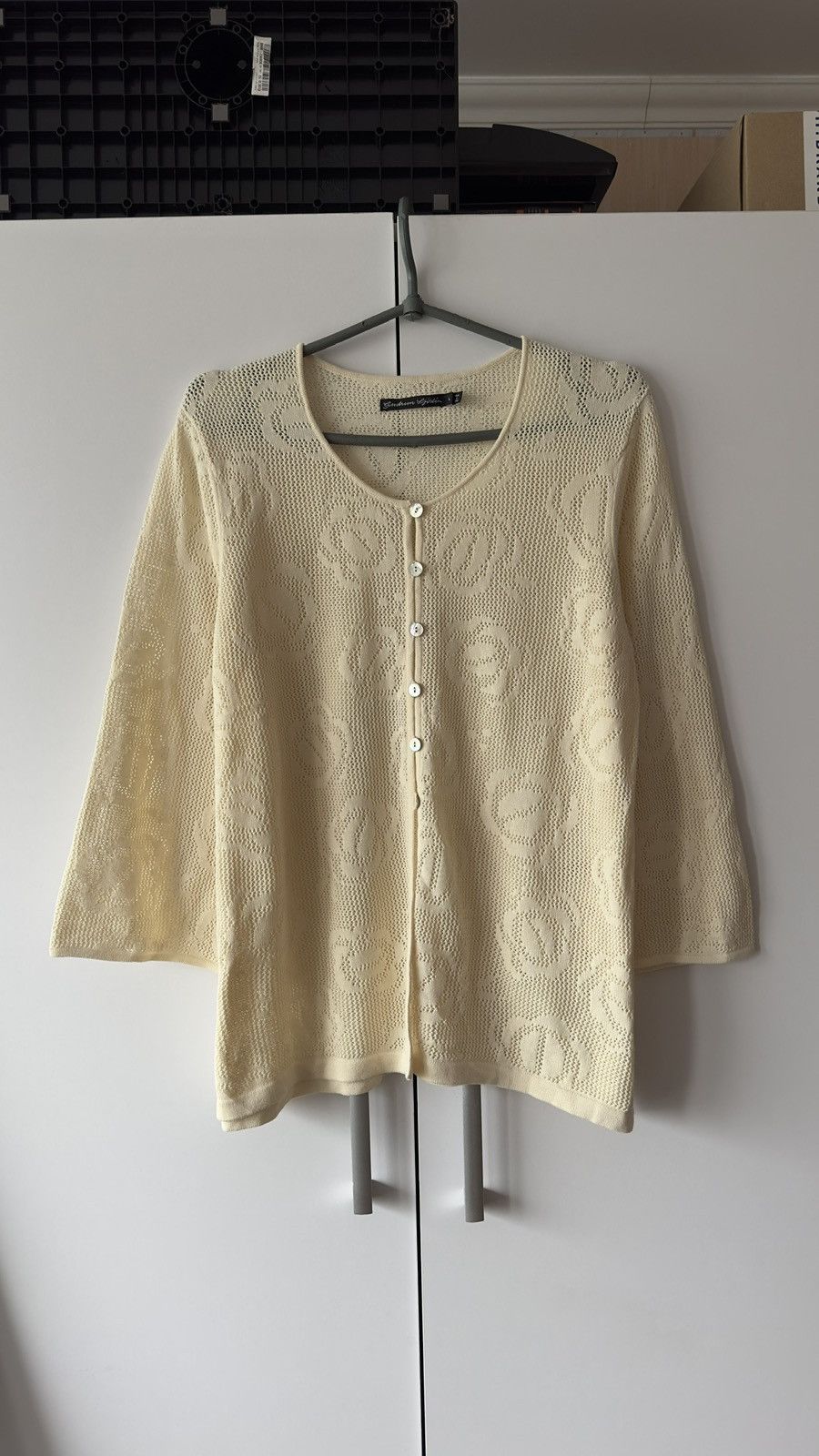 Gudrun Sjoden Gudrun Sjödén Pointelle Floral Knit Cardigan Organic Cotton Size L / US 10 / IT 46 - 2 Thumbnail