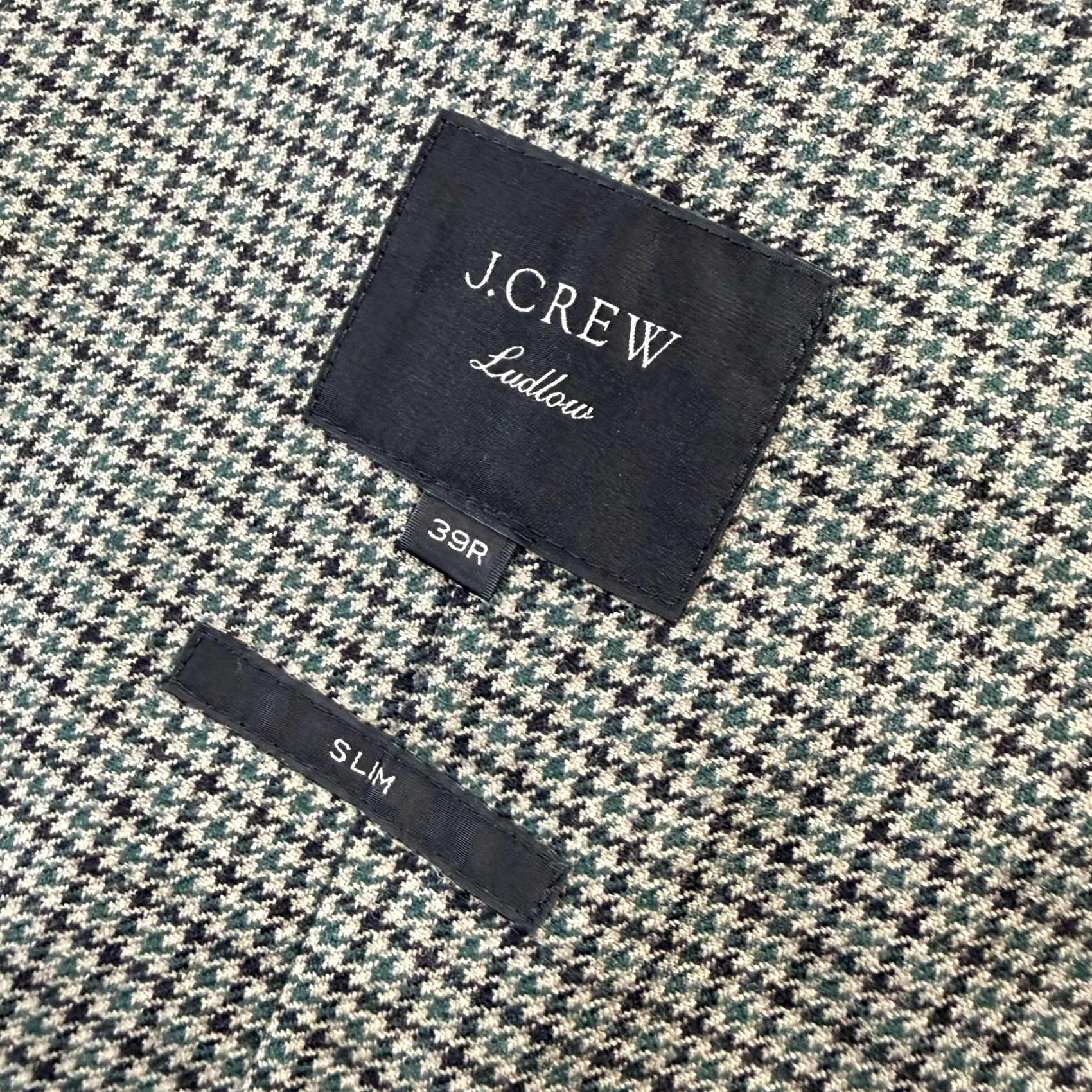 J.Crew J.CREW Blazer Jacket Mens 38R Ludlow Moon Wool Cotton Houndstooth Unstructured Size 38R - 6 Thumbnail
