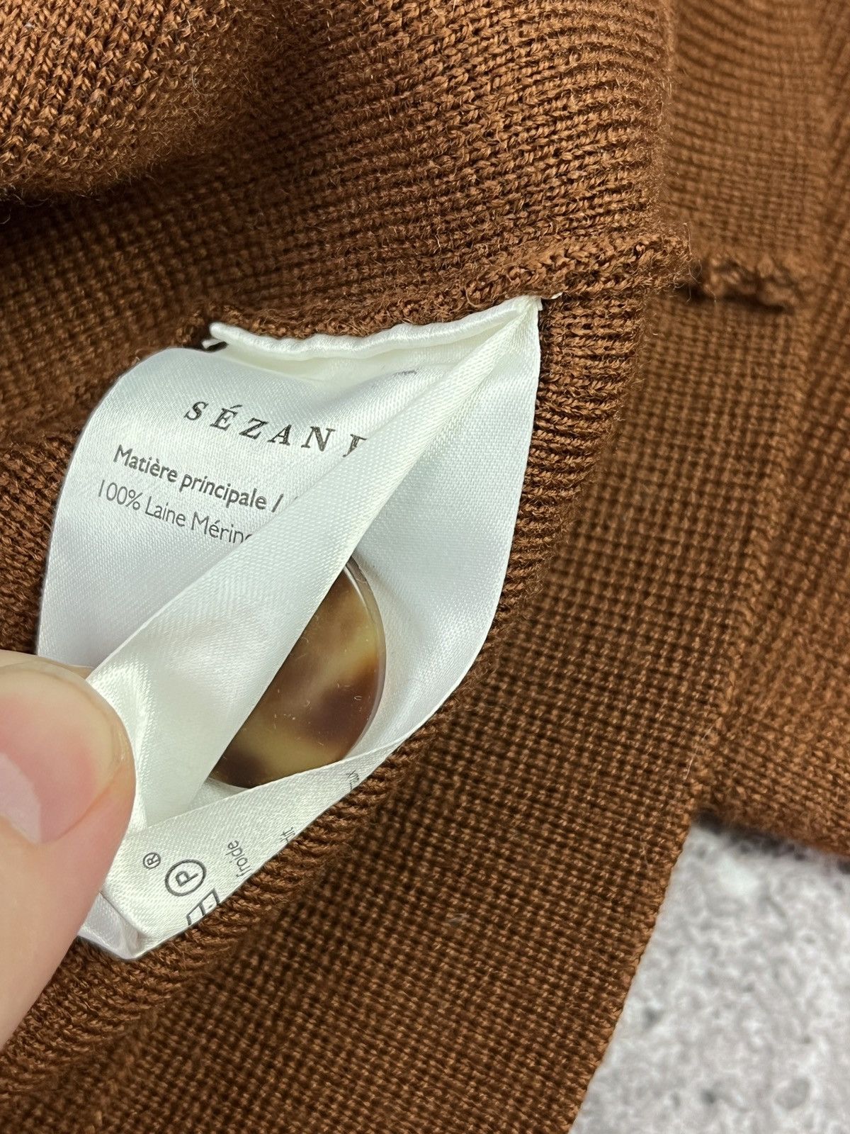 Sezane Brown Merino Wool Cropped Knit Cardigan Utility Jacket SizeS Size S / US 4 / IT 40 - 7 Thumbnail