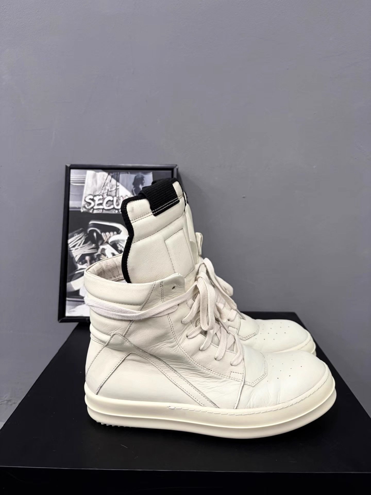Rick Owens Rick Owens White Geobasket Sneakers K34 Size US 7.5 / EU 40-41 - 4 Thumbnail