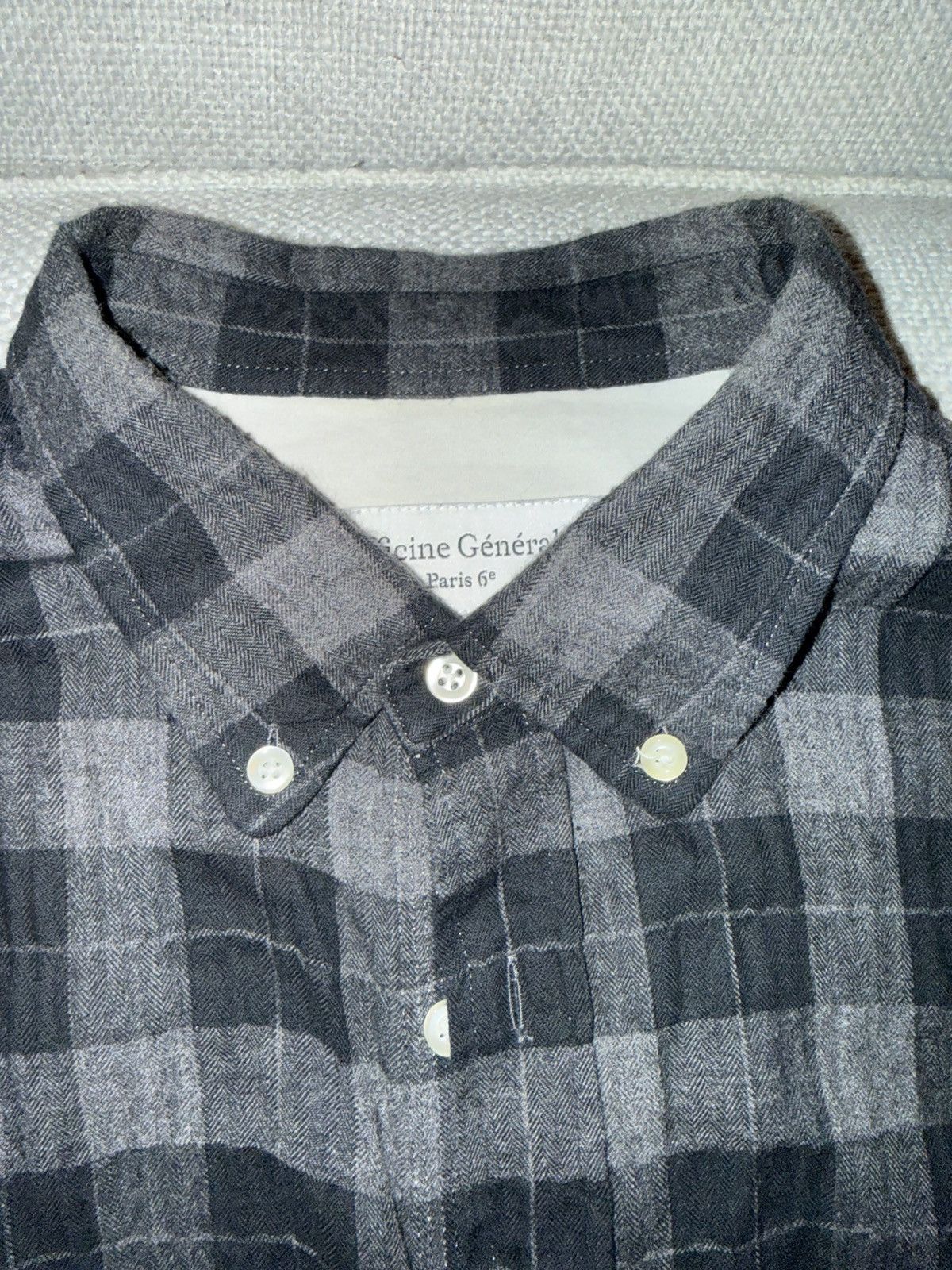 Officine Generale Officine Générale Plaid Flannel Shirt — Grey/Black | Size M Size US M / EU 48-50 / 2 - 2 Thumbnail