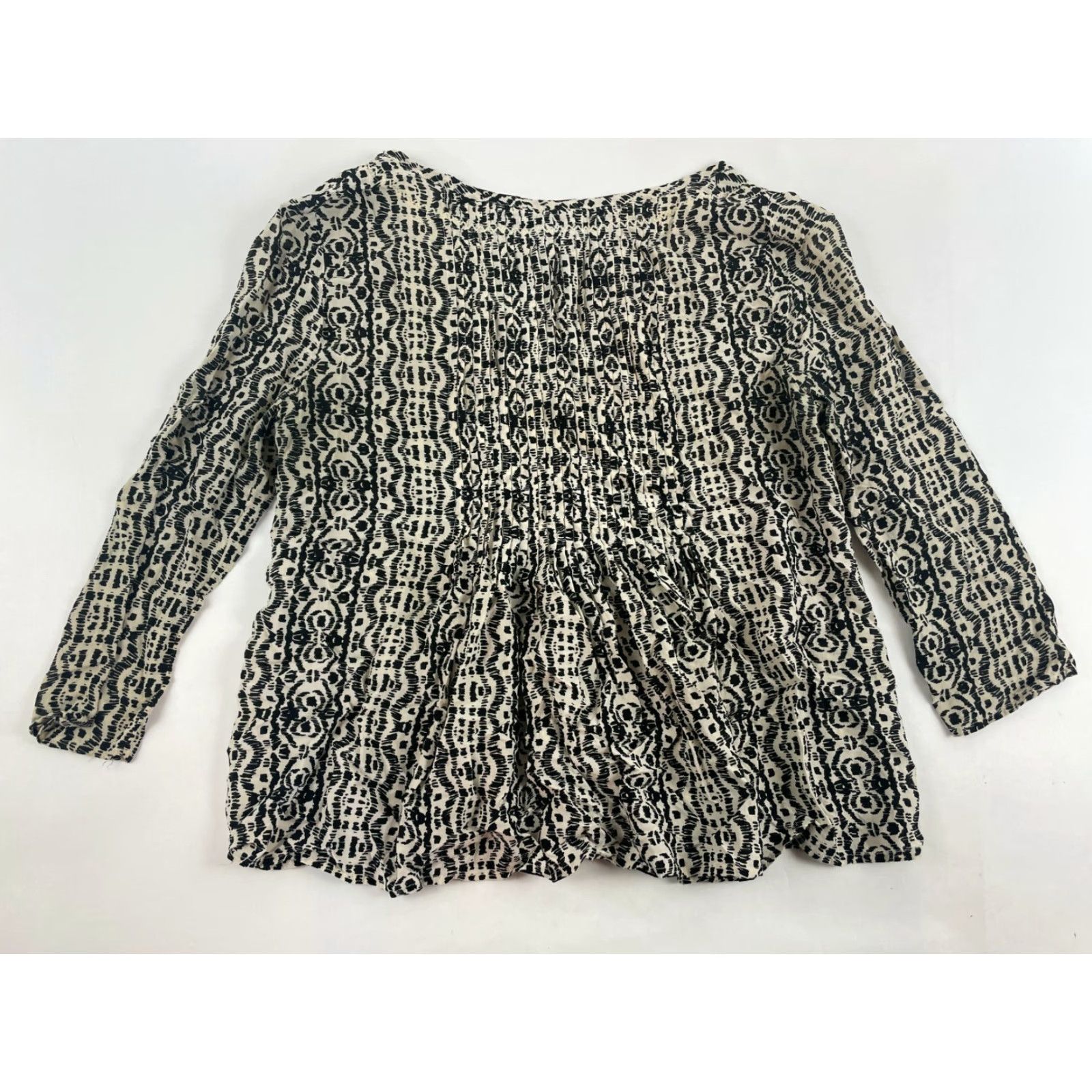 Vintage Vanessa Virginia Tunic Blouse Women's Size Small Long Sleeve V-Neck Black Tan Shirts/Blouse Womens Small V-Neck Tunic Size S / US 4 / IT 40 - 2 Thumbnail