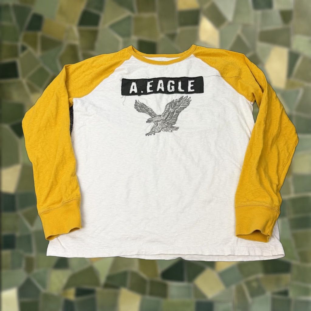 American Eagle Outfitters American Eagle Shirt Men's XL White Raglan Long Sleeve Graphic Print Crew Neck Bird Y2K Size US XL / EU 56 / 4 - 1 Thumbnail