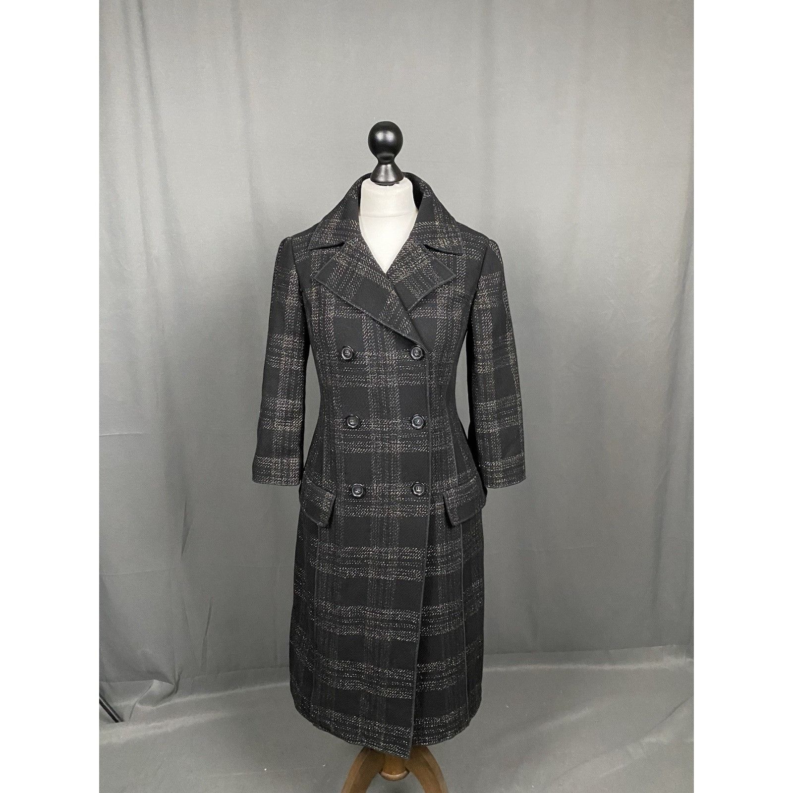 Dolce & Gabbana Dolce&Gabbana Women's Black Checked Wool Double Breasted Coa Size S / US 4 / IT 40 - 3 Thumbnail